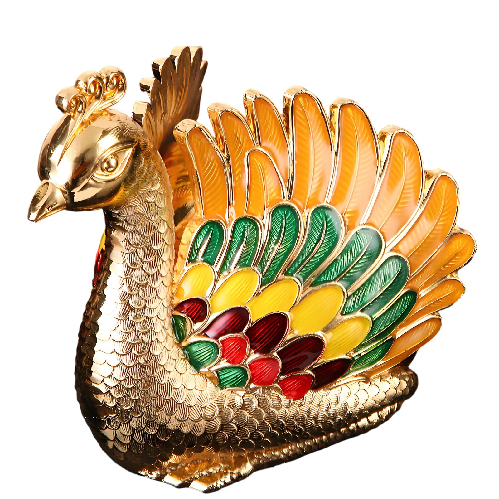 Buxuaaaa Gold.. Metal Windproof Ashtray With Lid Peafowl Design Ashes Container For Home And Offices Decoration Outdoor Indoor Use Peafowl Ashtray