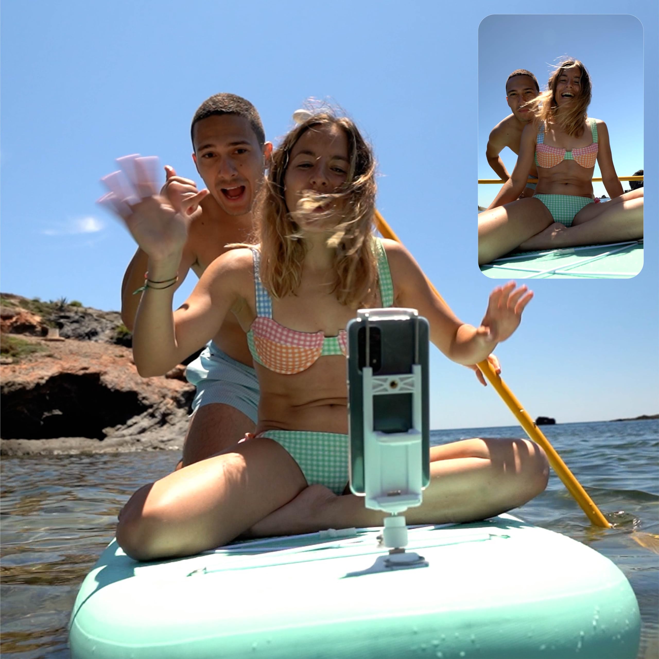 HUIIKE Soporte de Teléfono Móvil para Tabla Paddle Surf Ajustable Phone Holder de Padel Surf Agarre Extra Seguro | Soporte Móvil para Sup Universal (Rosca Tornillo M6), Accesorios Paddle Sup Board