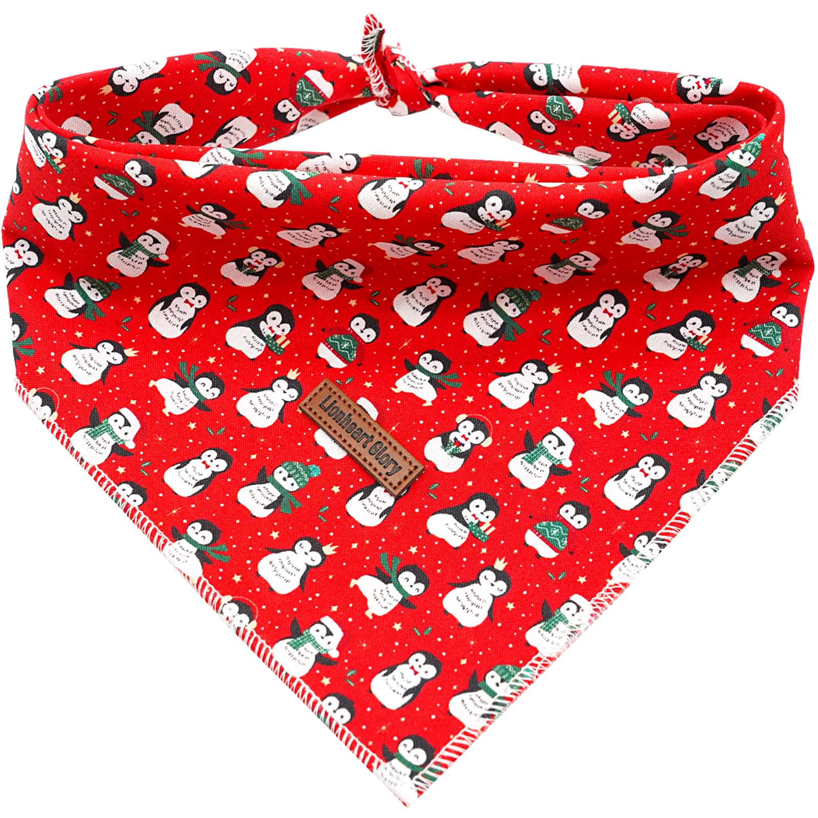Lionheart glory Pañuelo para perro, 1 paquete, lavable, suave algodón, babero de Navidad, pañuelo cuadrado ajustable Kerchief para perros grandes, color rojo