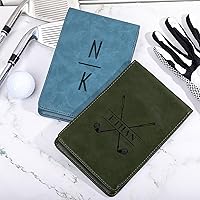 Vista 6 de BYFDIY Titular de tarjeta de puntuación de golf con nombre personalizado de cuero, monograma de golf, cubierta de libro de yarda, regalos