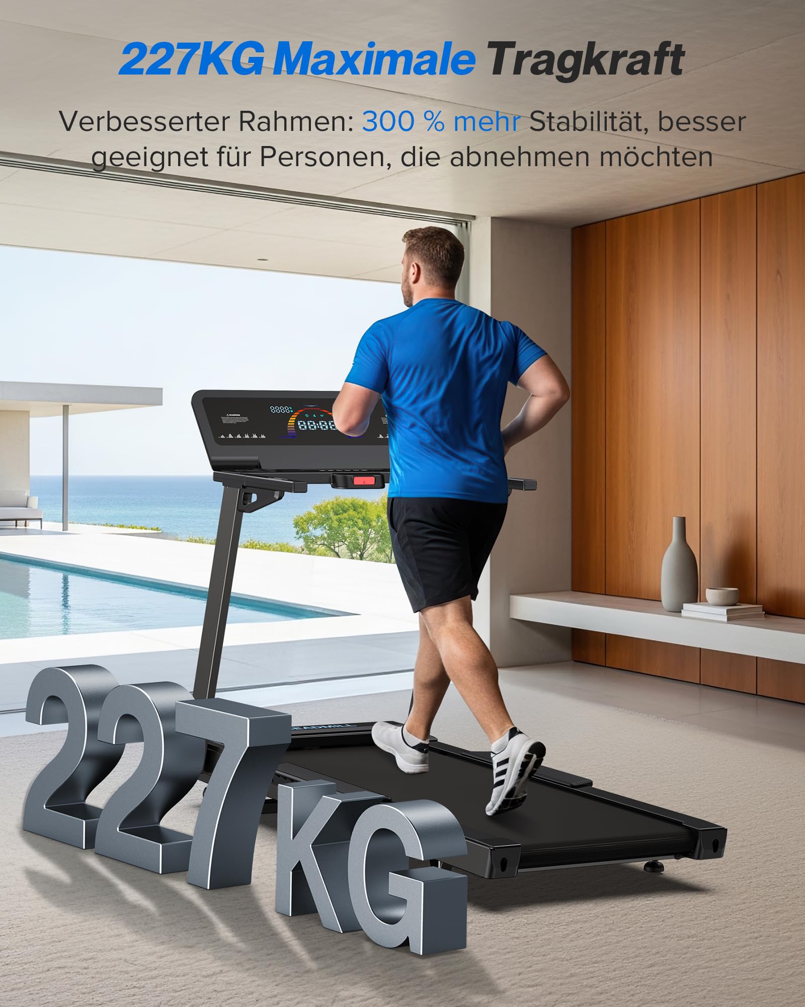 Cardirun Laufband mit 15% Automatische Steigung, 4.5PS Leise Treadmill