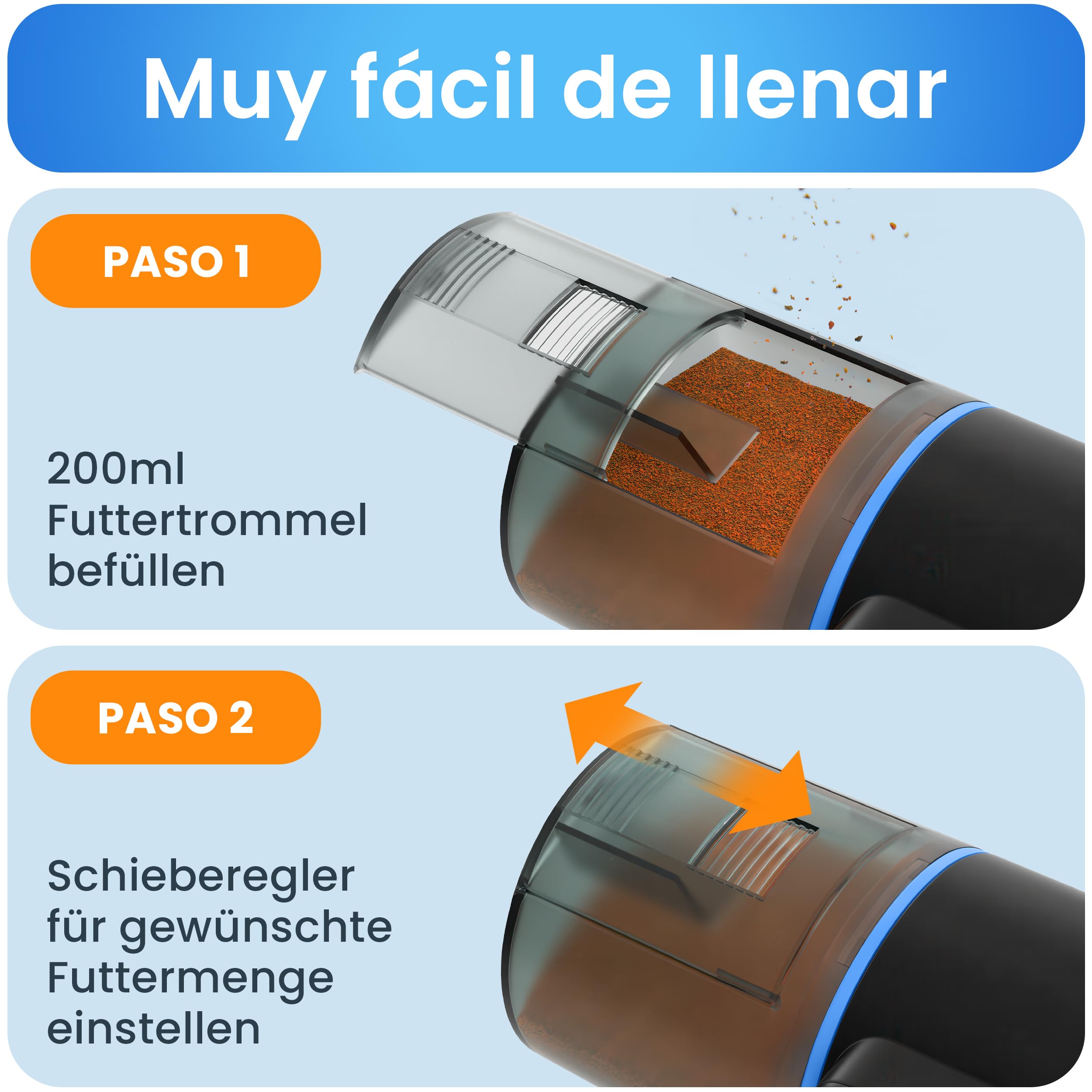 Measury Comedero Automatico Peces, Alimentador automatico Acuario hasta 4 Veces al día, Dispensador Comida Peces