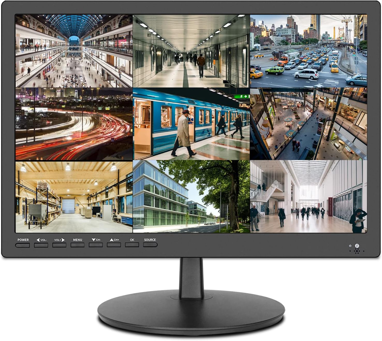 ZOSHING 17inch Security Monitor,Wall-Mounted Monitors Supports USB/Full Format Video Playback,CCTV Monitors with AV/HDMI Input/VGA/Headphone Output,Built-in Speaker, Remote Control
