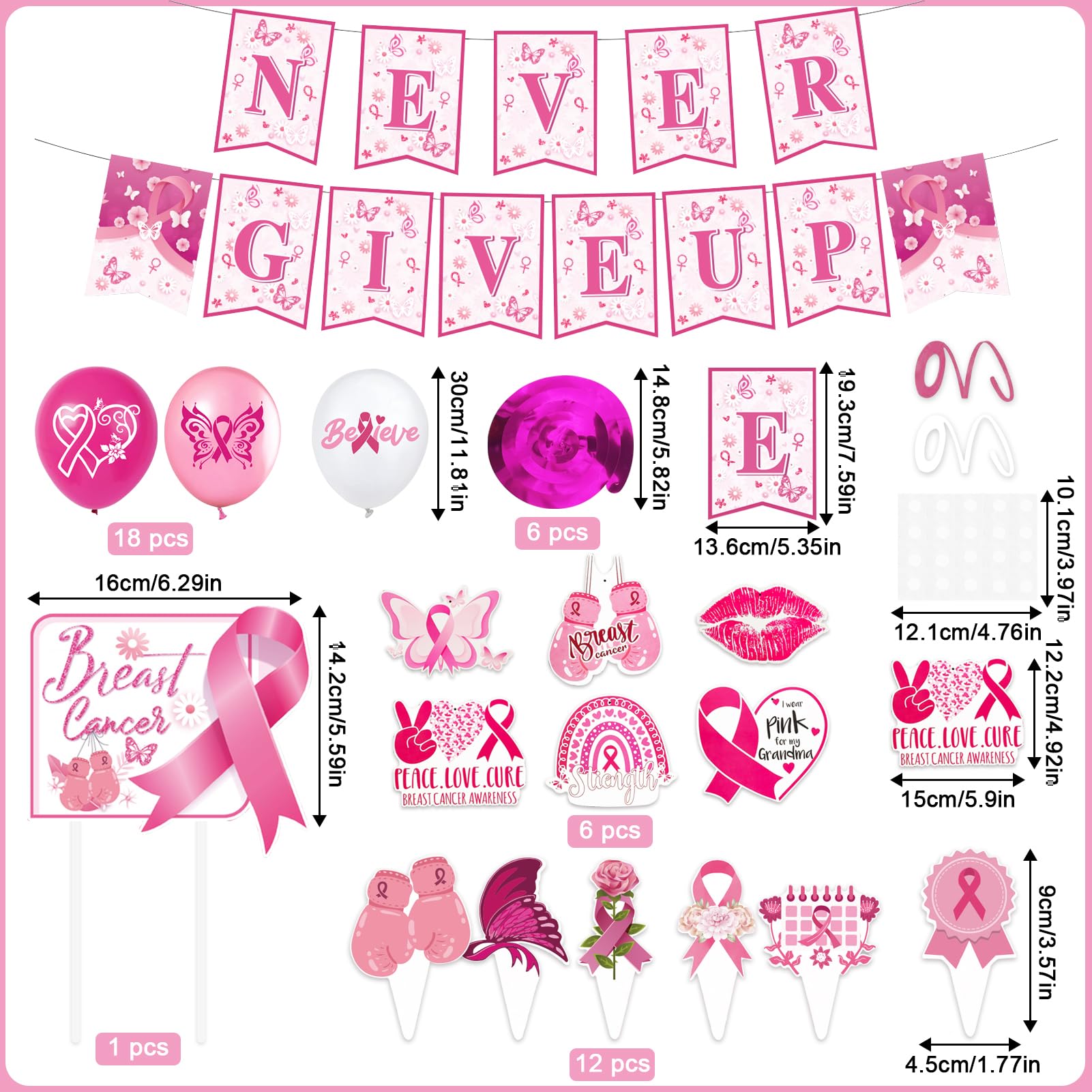 Ballons Réalistes Dans La Bannière Du Mois De Sensibilisation Au Cancer Du Sein | Vecteur Premium