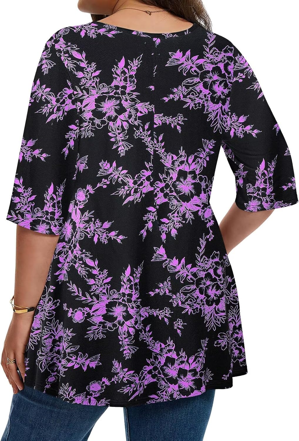 LARACE Elbow Sleeve Cross-Tie V-Neck Plus Size Tops for Women's Half Sleeves Tunic Shirts Blouse Spring Summer Fall Clothes - Image 4