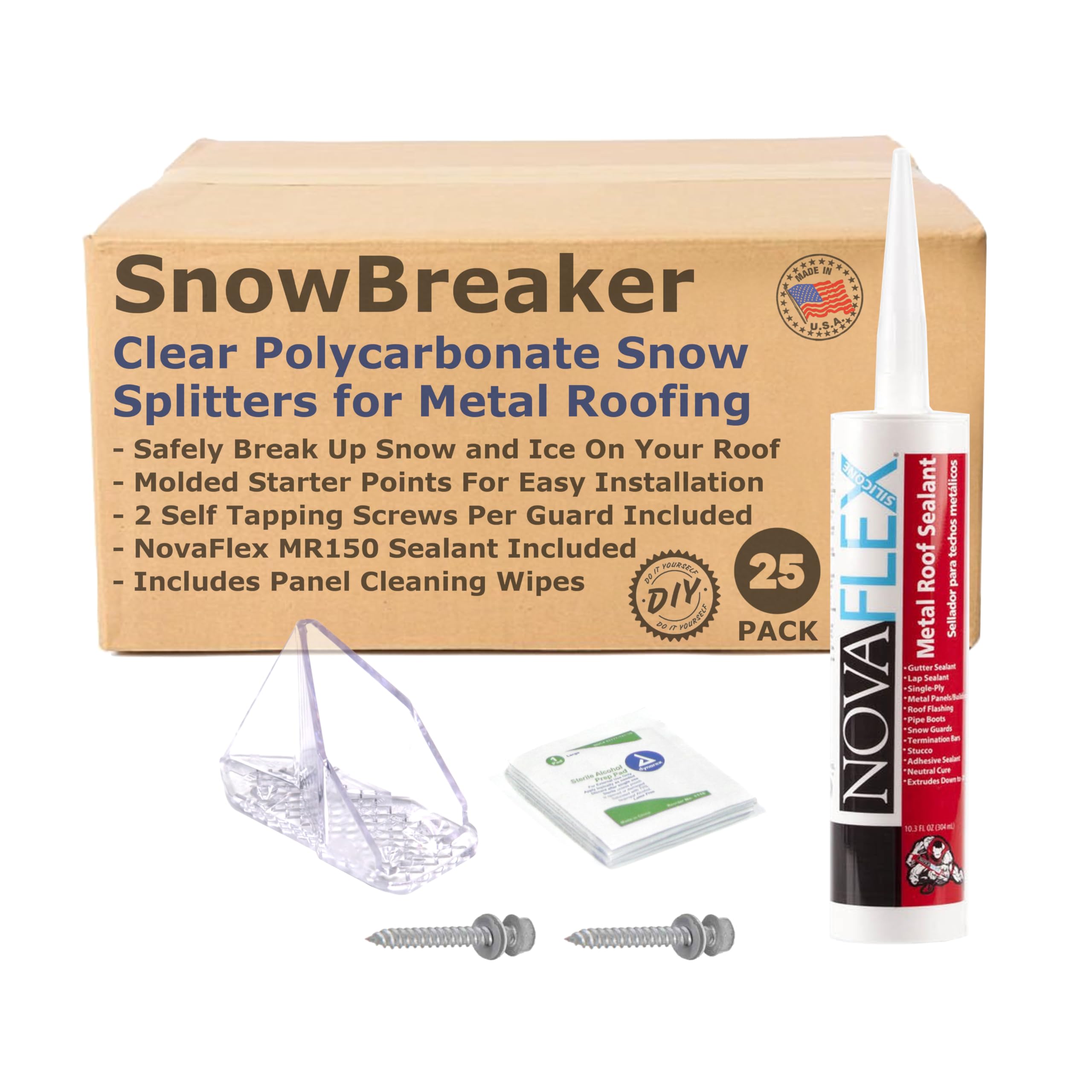 SnowBreaker Snow Guards 25 pieces for Metal Roofs (Screw Mounted)