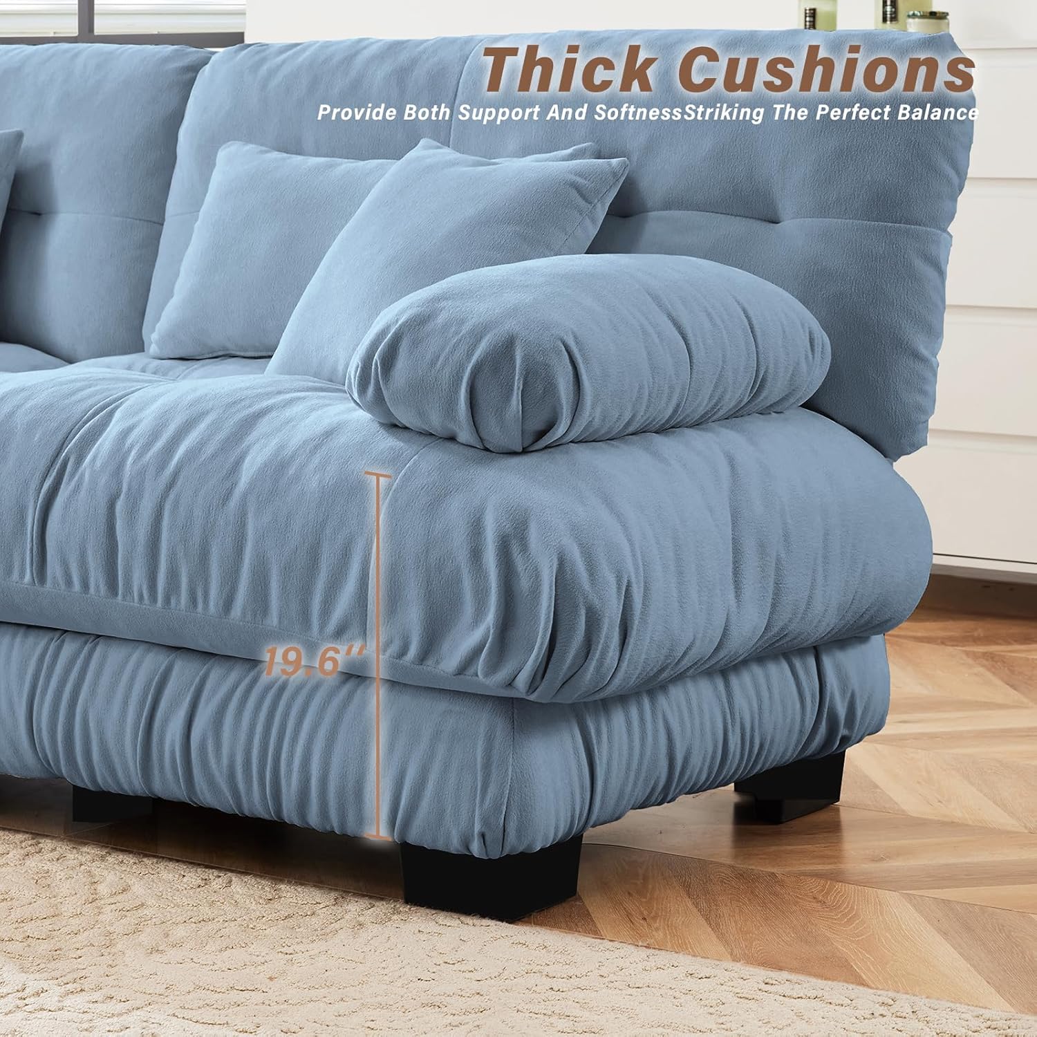 SoarFlash Modern Living Room Velvet Recliner Sofa, Loveseat Sofa for Apartment, Solid Wood Frame, Easy to Install (94.4 inch,Blue)