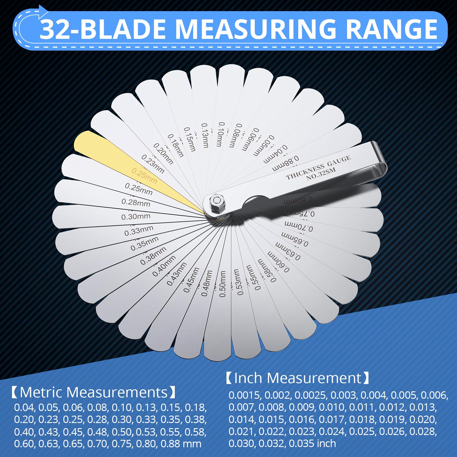 Snapklik.com : Feeler Gauges Set,32 Blades Straight Feeler Gauge + 32 ...