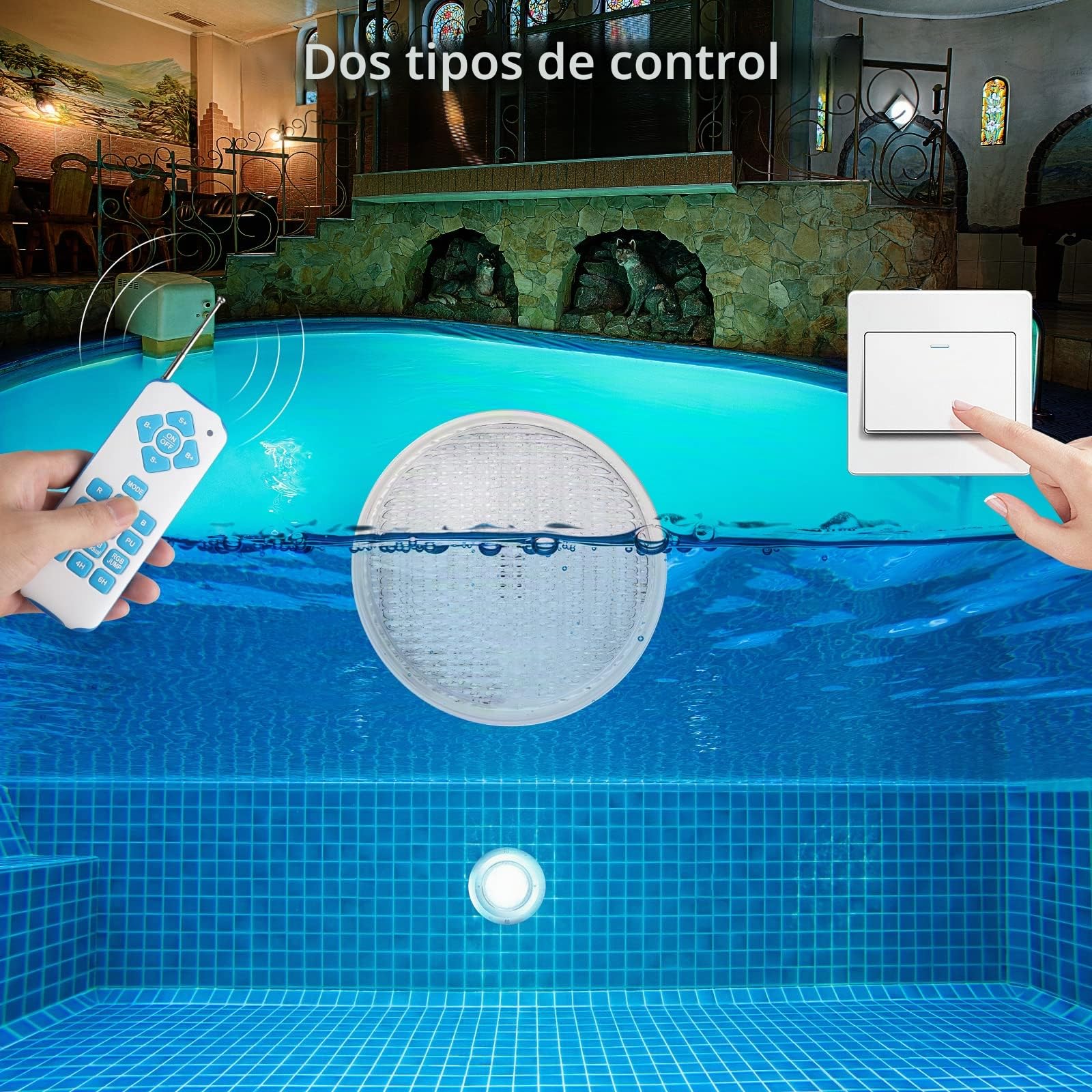 COOLWEST 54w iluminación de piscina led, luz submarina RGB iluminación de estanque LED multicolor, PC impermeable 12v AC/dc, con control remoto, adecuado para acuarios, piscinas o Spa