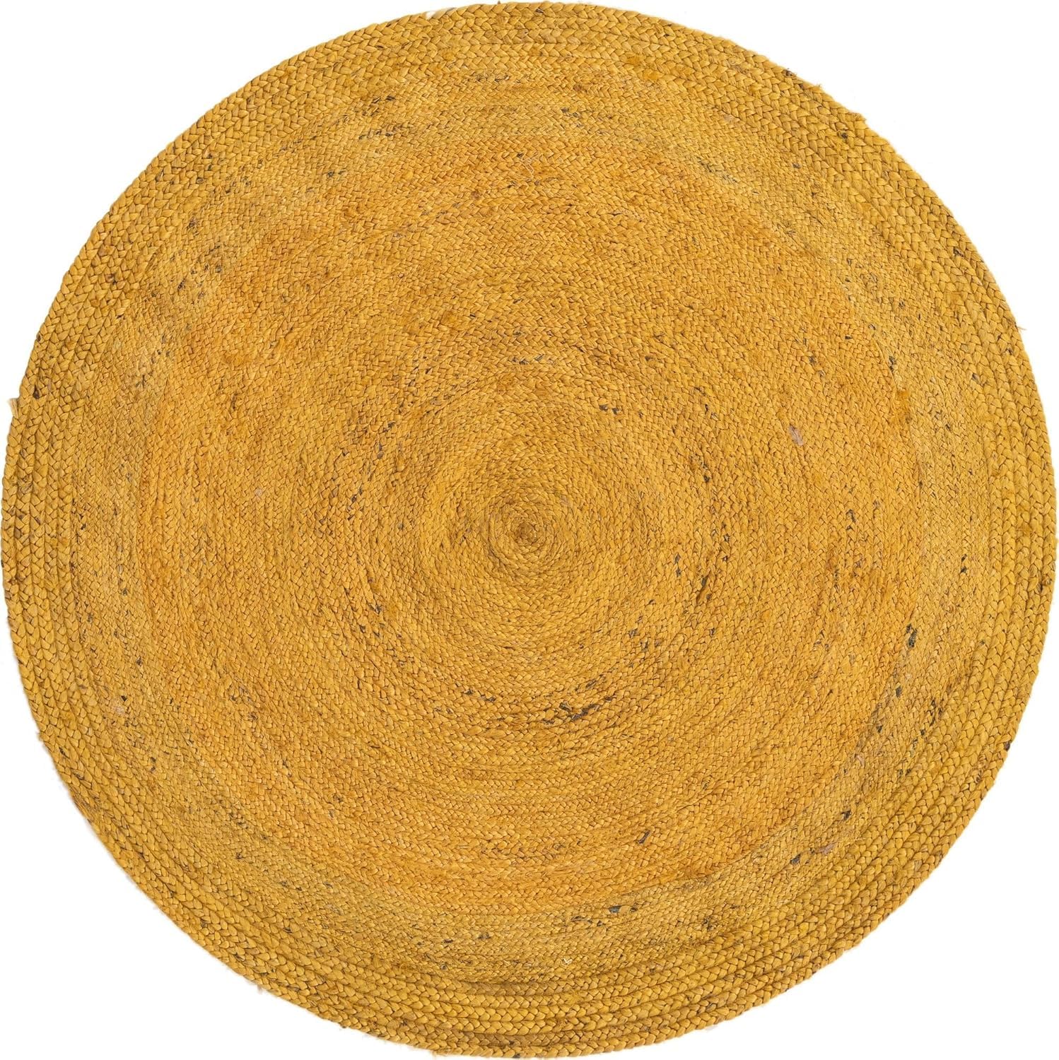 Tapis indien en jute naturelle tressé, fait à la main, pour chambre à coucher, salon, salle à manger, jaune, 90 x 90 cm
