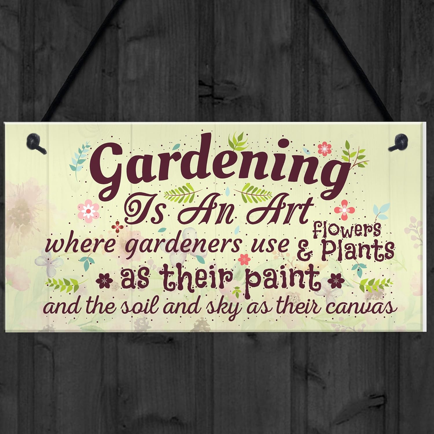 RED OCEAN Gardening Is An Art Novelty Hanging Plaque SummerHouse Sign Garden Shed Friendship Gift