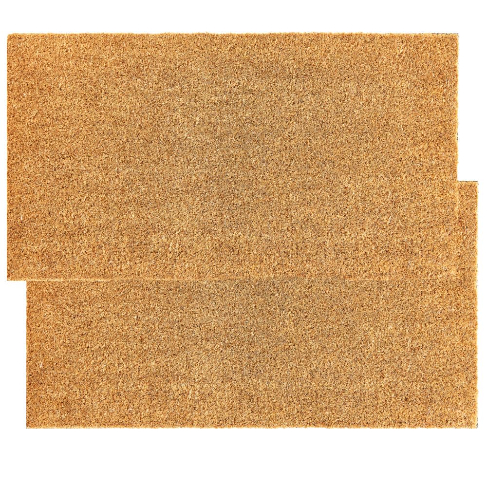 KANKUN Coco Coir Door Mat with Heavy Duty Backing, Welcome Doormat (17" x 30"), Doormat Entrance (Plain - 2Pack)