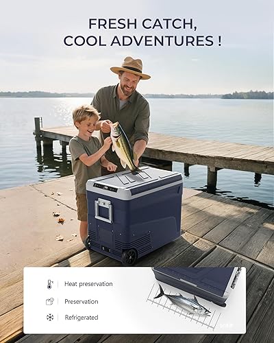 Miniatura 8 de Refrigerador portátil de 12 voltios, refrigerador eléctrico de 58 cuartos (55L) con ruedas, 1224 V CC y 100-240 V CA, -4  a 68 , control de