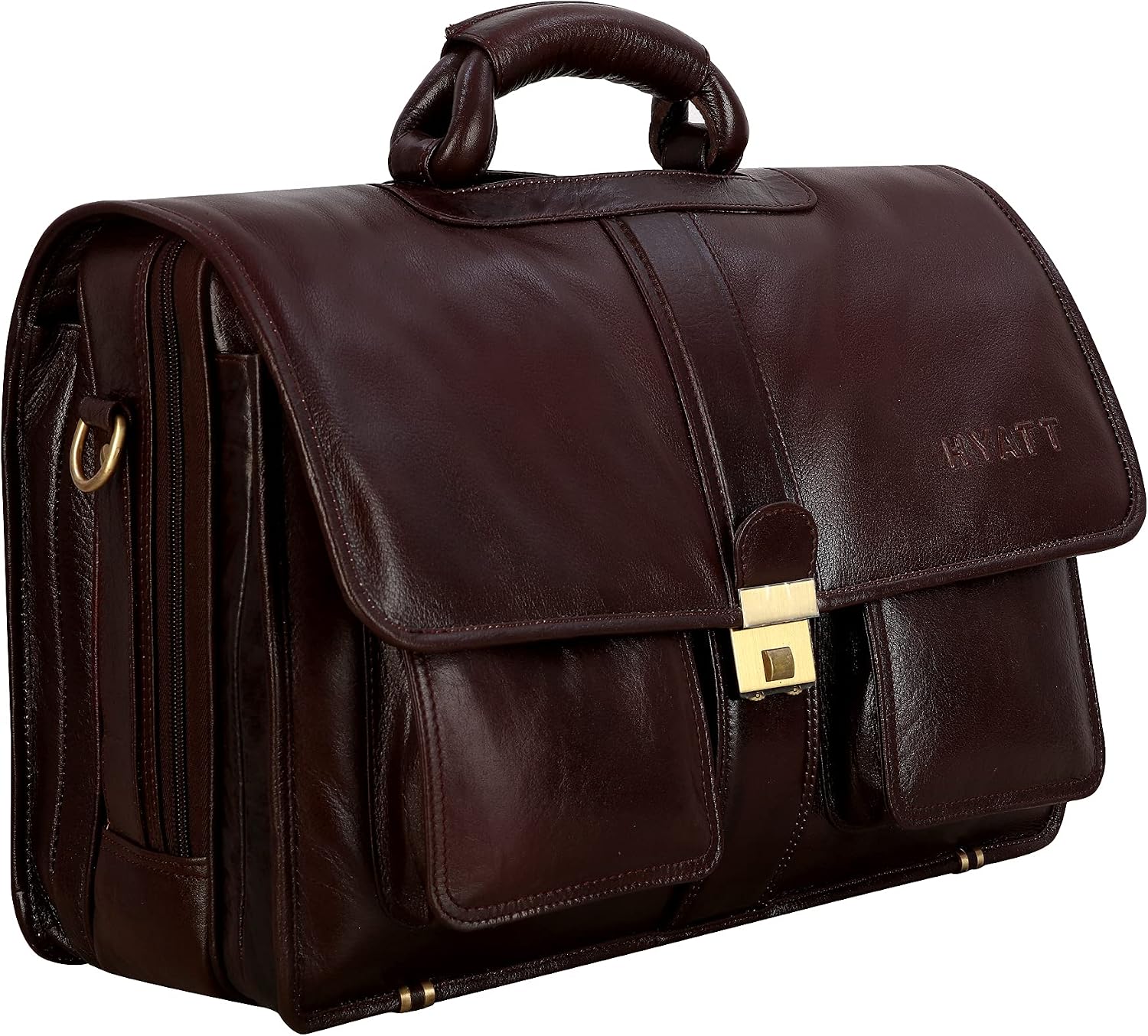 The Lorenzo 24 Litre's Capacity Italian Leather Laptop Briefcase Office Bags for Men L-45.7 x H-35.6 x W-15.2 cm (Italian Brown)