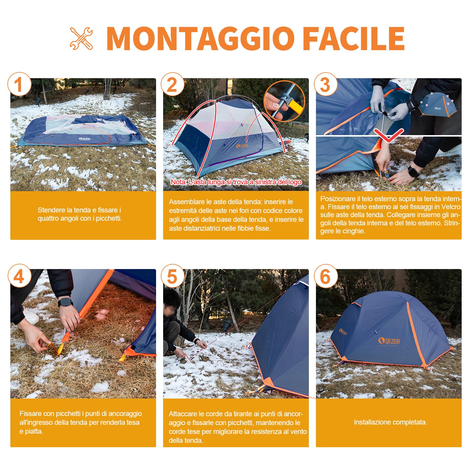 Tenda da campeggio, ultraleggera, impermeabile e antivento, adatta per tre stagioni, dimensioni compatte, ideale per escursioni, campeggio e attività all'aperto