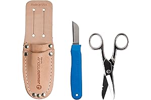Jonard TK-400 3-Piece Splicers Kit with Splicing Knife, Electrician&#x27;s Scissors, and Leather Pouch