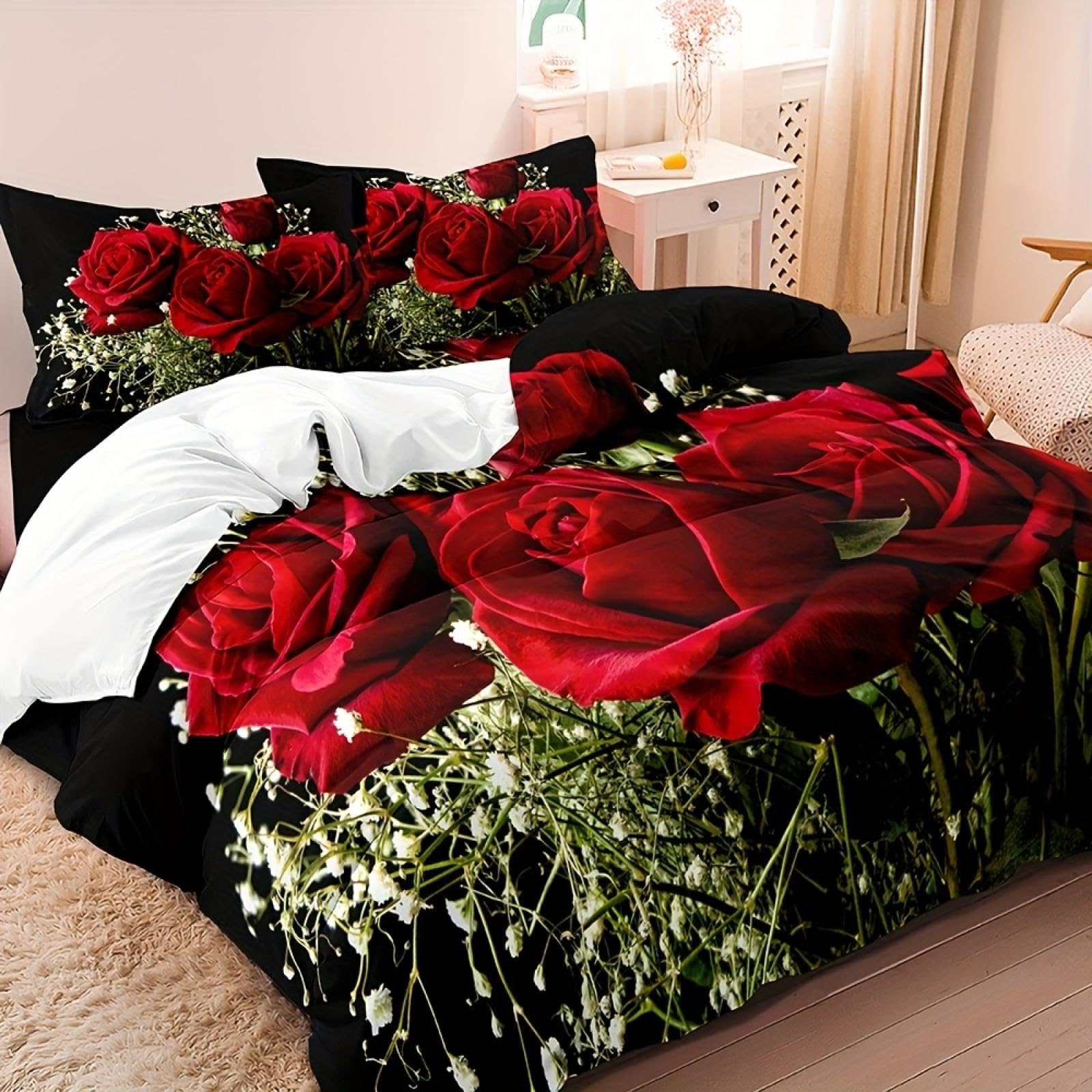 Housse de couette imitation rose pour créer une ambiance cosy dans votre chambre d'amis