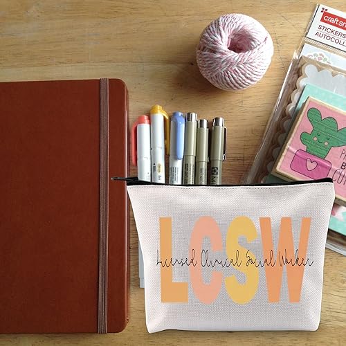 Miniatura 5 de BLUPARK Trabajador Social Regalo Trabajador Social LMSW LISW LCSW Bolsa de Maquillaje Trabajador Social Regalo de Graduación Trabajo Social Regalo