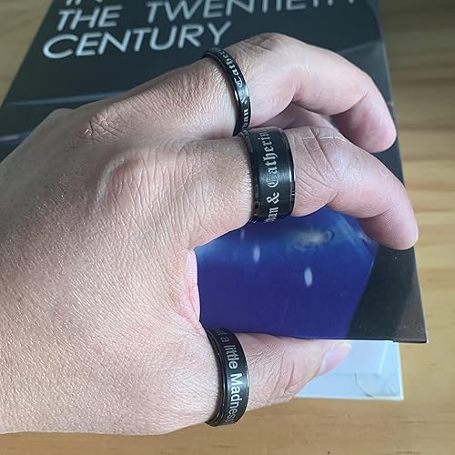 Miniatura 4 de Anillo de boda personalizado para hombre, anillo de titanio de acero inoxidable negro para él, anillos de promesa grabados, regalos de compromiso