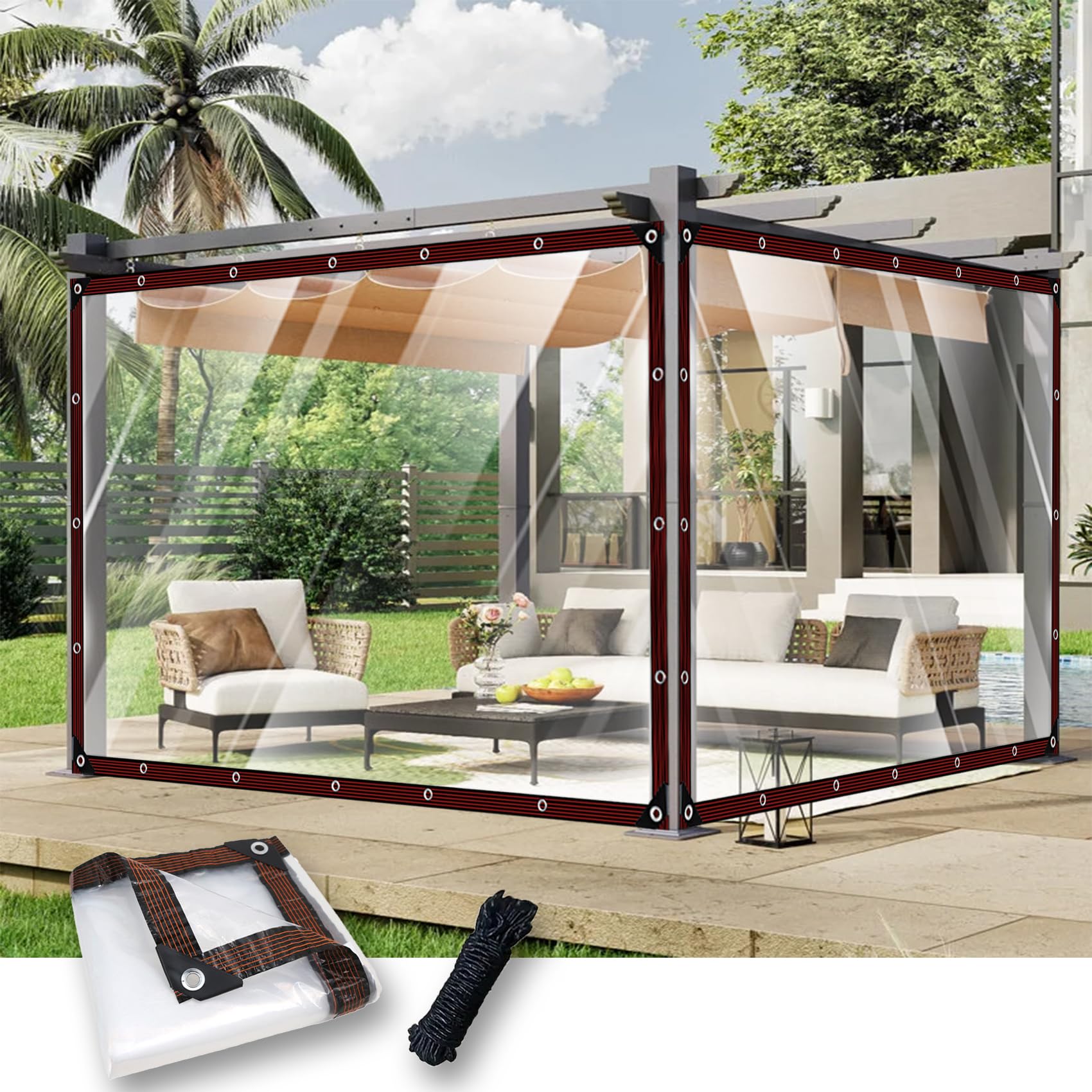 Lonas impermeables exterior transparente 160 x 290 cm que evitan que la lluvia moje tus muebles