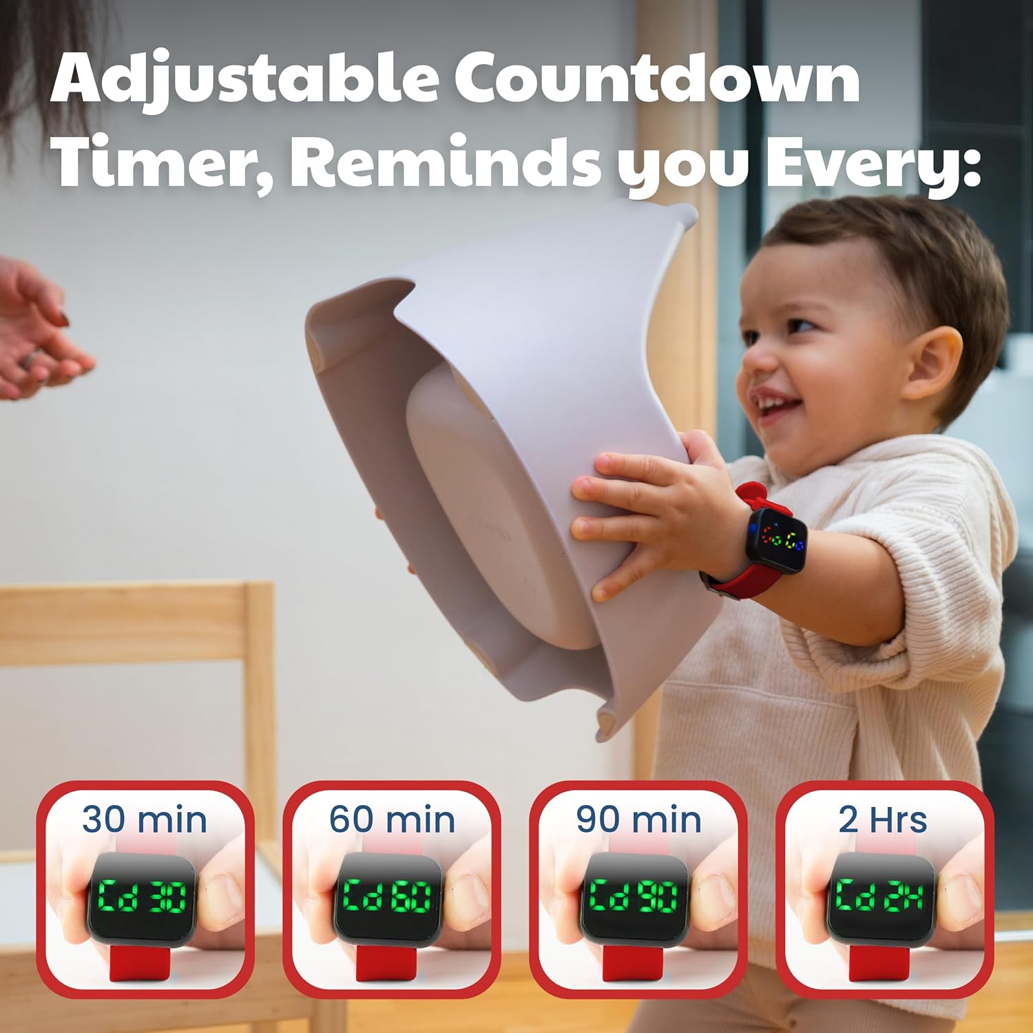Potty Training Watch for Kids V4 – A Water Resistant Toilet Reminder Device for Boys & Girls to Train Your Toddler with Fun/Musical & Vibration Interval Reminder with Potty Training eBook (Crimson)