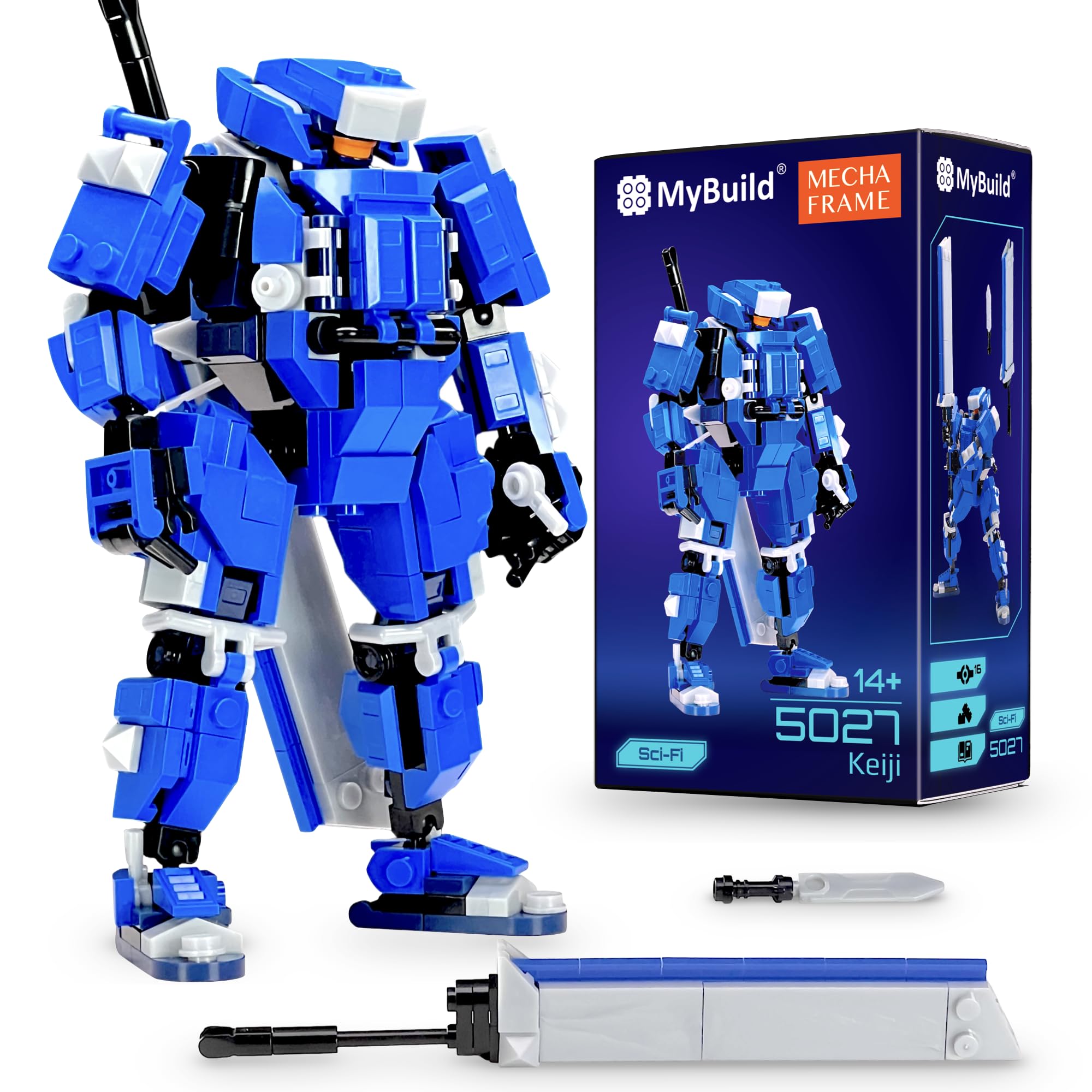 MyBuild（マイビルド） Sci-Fi ケイジ 5027 ― ブルーアーマー メカ 大剣 | 可動ロボットモデル | 14歳以上