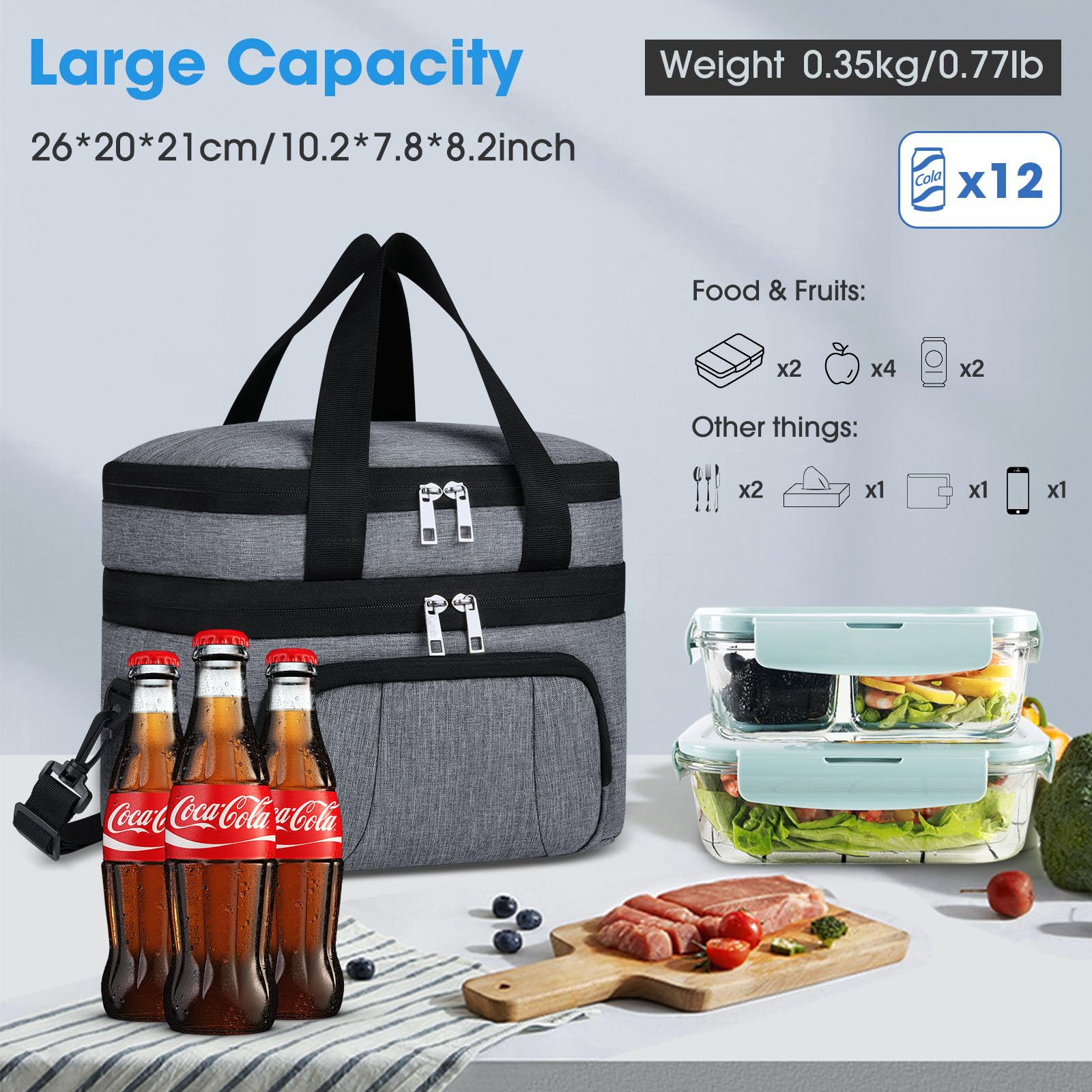 Borsa termica da 35 lri, grande scatola da pranzo isolata per uomo e donna, borsa da picnic, borsa portatile per campeggio, barbecue, attivà all' aperto in famiglia  18