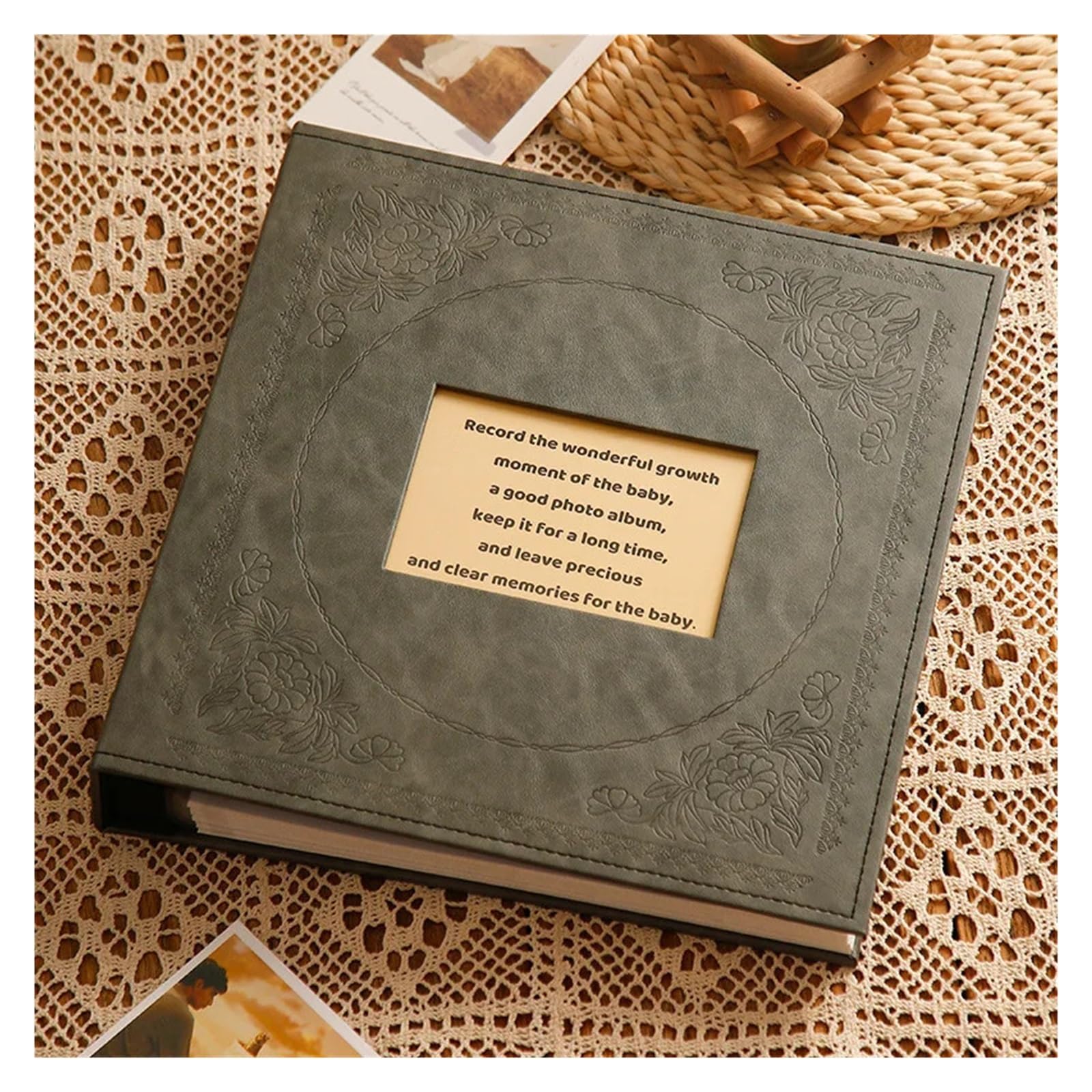 Álbum de fotos de 5 pulgadas con 800 bolsillos, intersticiales, con funda de cuero for recuerdos infantiles, álbum familiar(Color 03)
