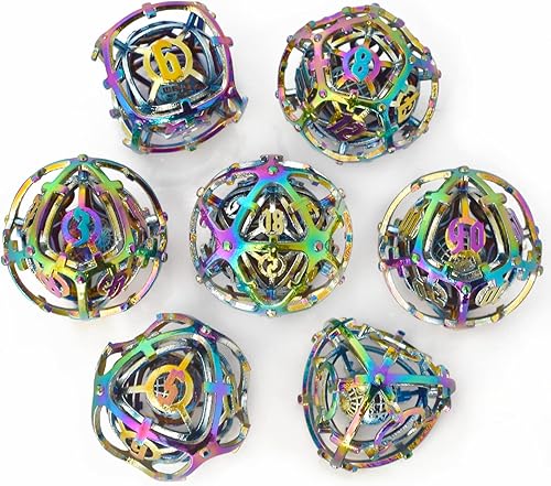 RULE DICE Dados DND de metal musical, juego de 7 dados de metal musical, rodando como si el sonido de campanillas de viento, dados DND hechos a mano