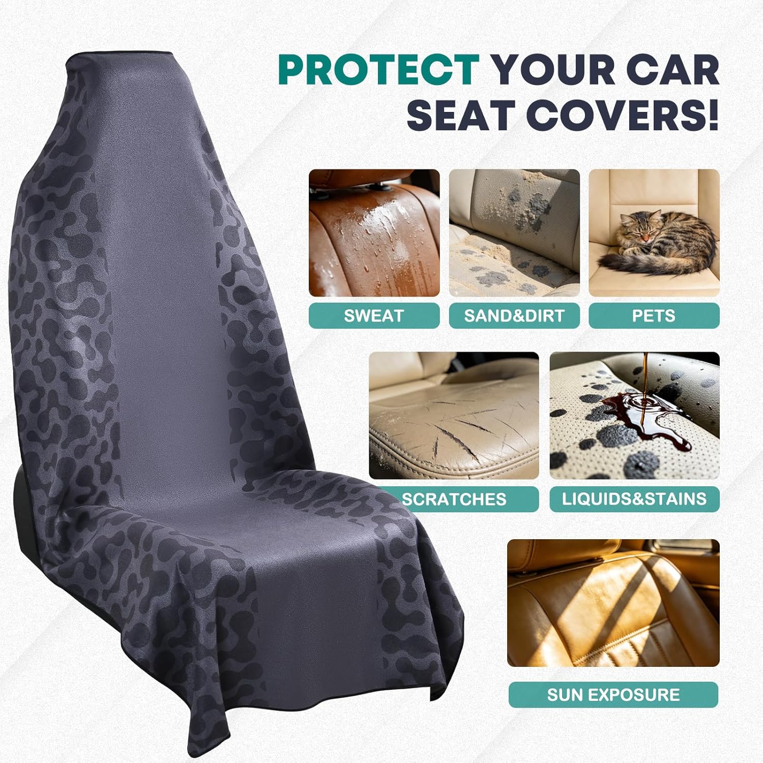 FLORICH Microfiber Towel Seat Covers for Cars, Sweating Car Seat Cover for Post Gym Workout, Running, Swimming, Beach and Hiking, Universal Fit Non-Slip Car Seat Towel Cover for Cars Trucks SUV