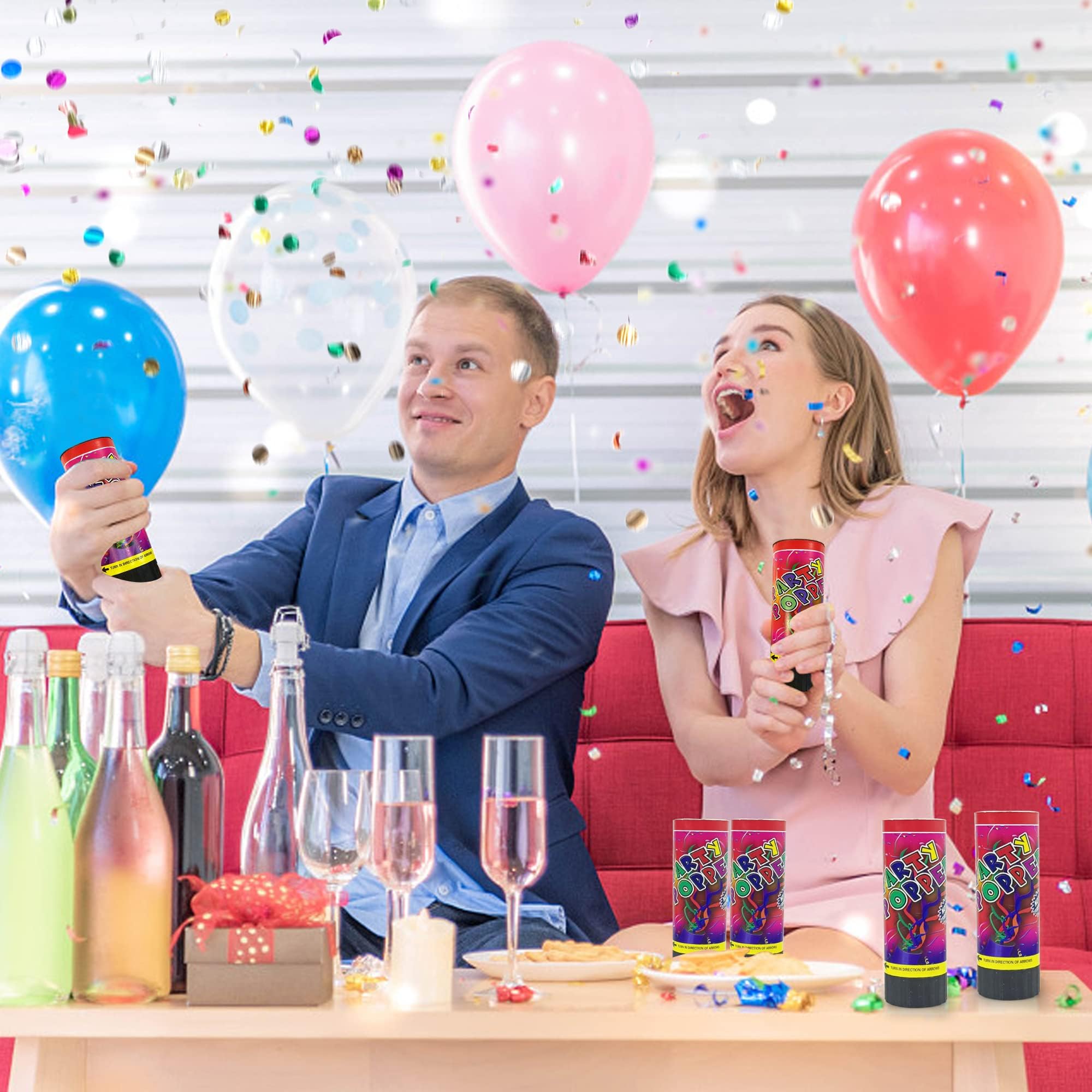Konfetti-Popper-Kanonen für Hochzeit, Geburtstag, Abschlussfeier, Babyparty, Spaß, Partyzubehör, Dekorationen und Gastgeschenke, 12 Stück