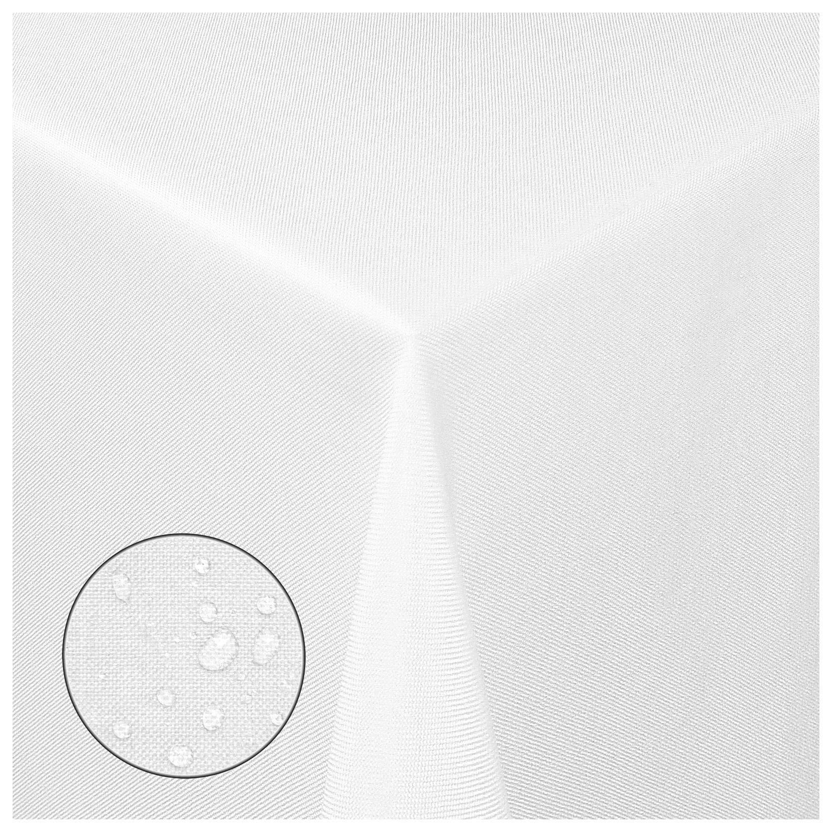 Tischdecke Damast Maßanfertigung im Leinen-Design in Weiss eckig 110x240 cm, weitere Farben und Größen wählbar