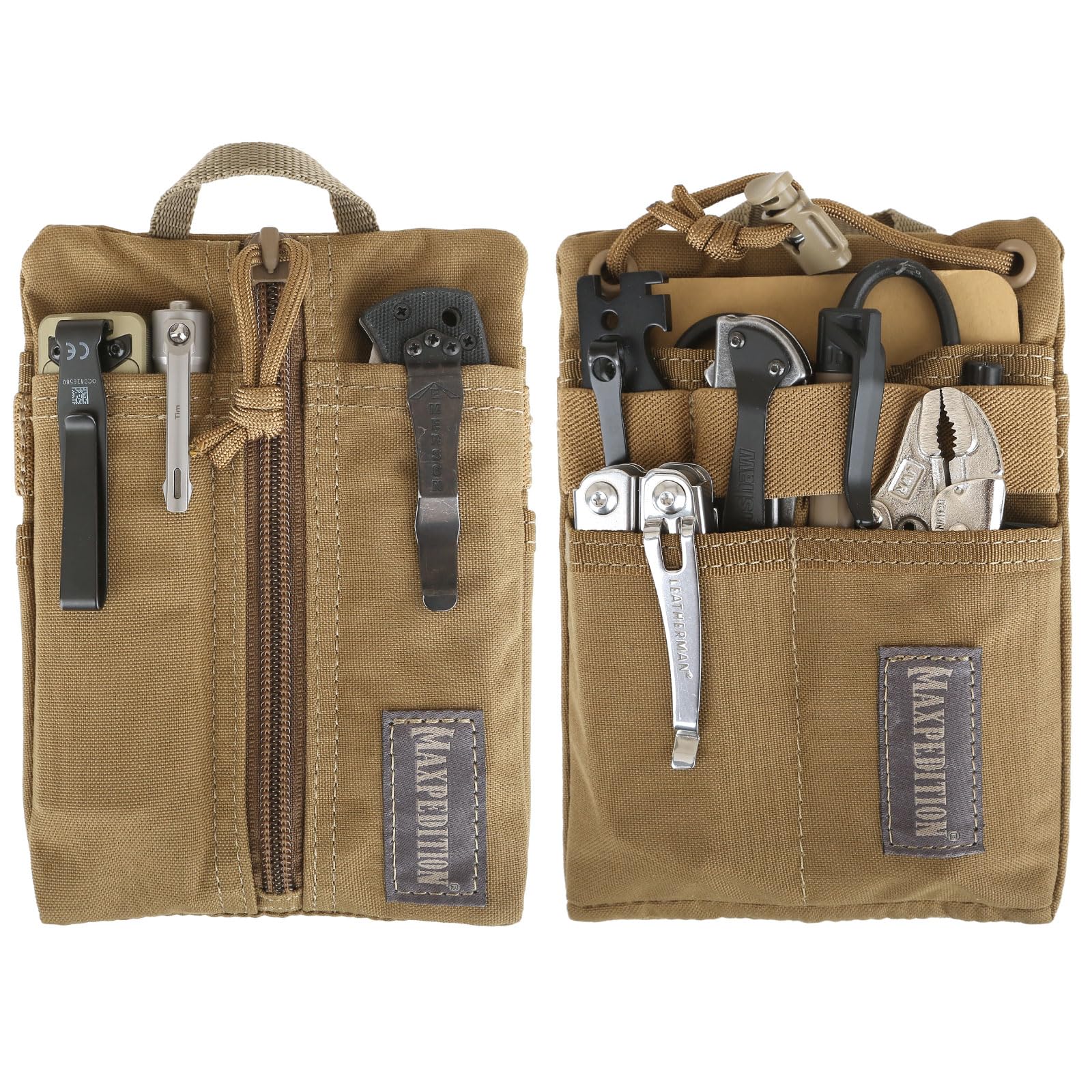 MAXPEDITION Platy Pocket Organizer, Durable EDC Tool Pouch for Men, Neck Wallet with Paracord Lanyard, Holds Flashlight, Multitool, Pen, Notebook (Dark Tan, 5" x 7")