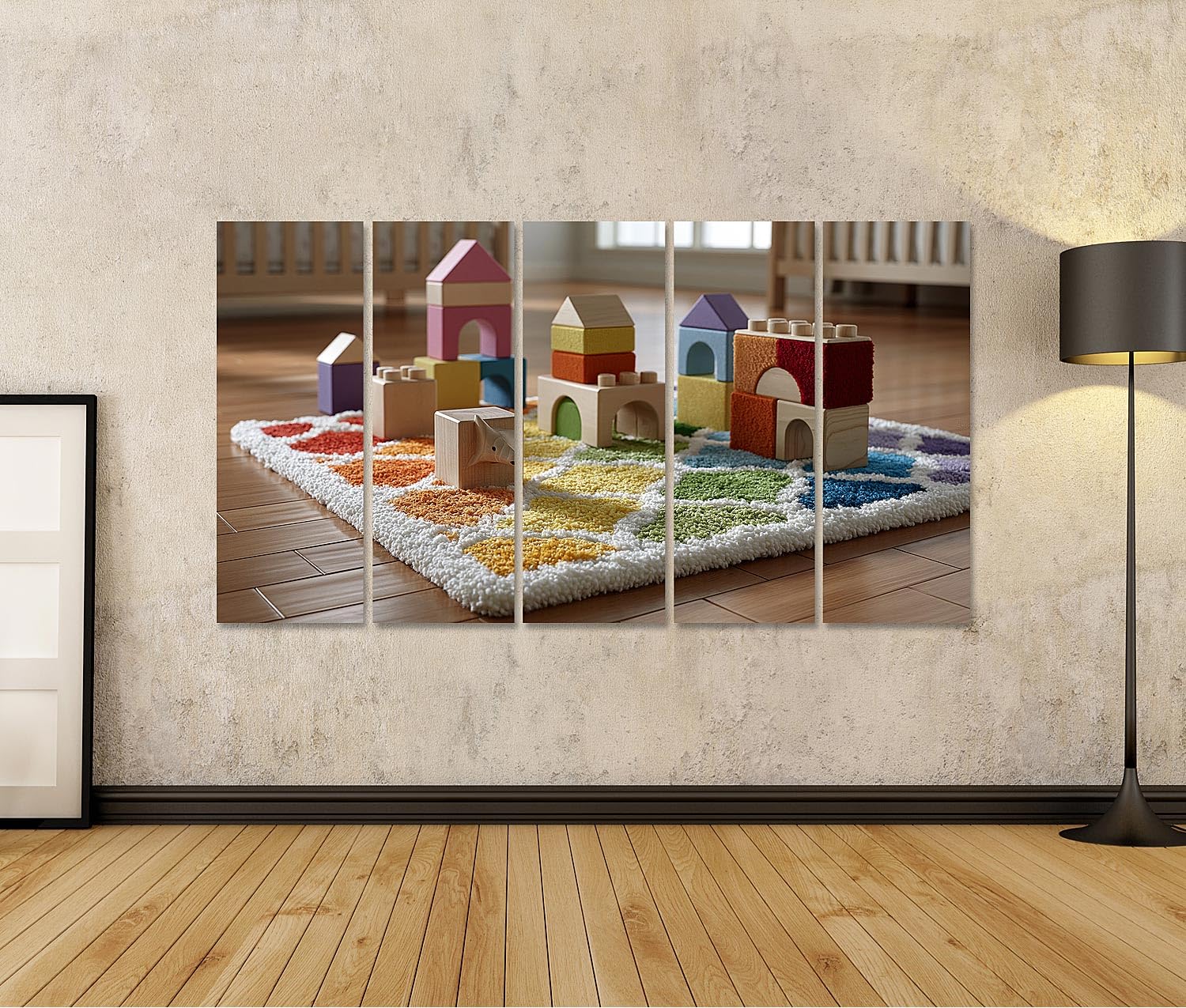 islandburner Bild auf Leinwand Fröhliche Bauklötze Kinderzimmer Deko für kleine Entdecker - 5-teilig XXL