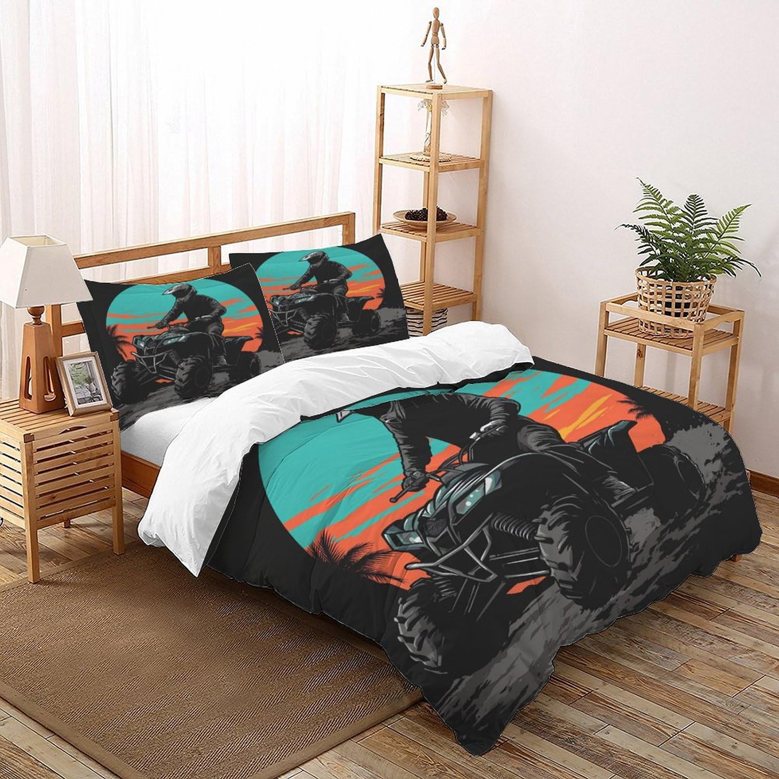Motocross housse de couette parure lit microfibre infroissable ado