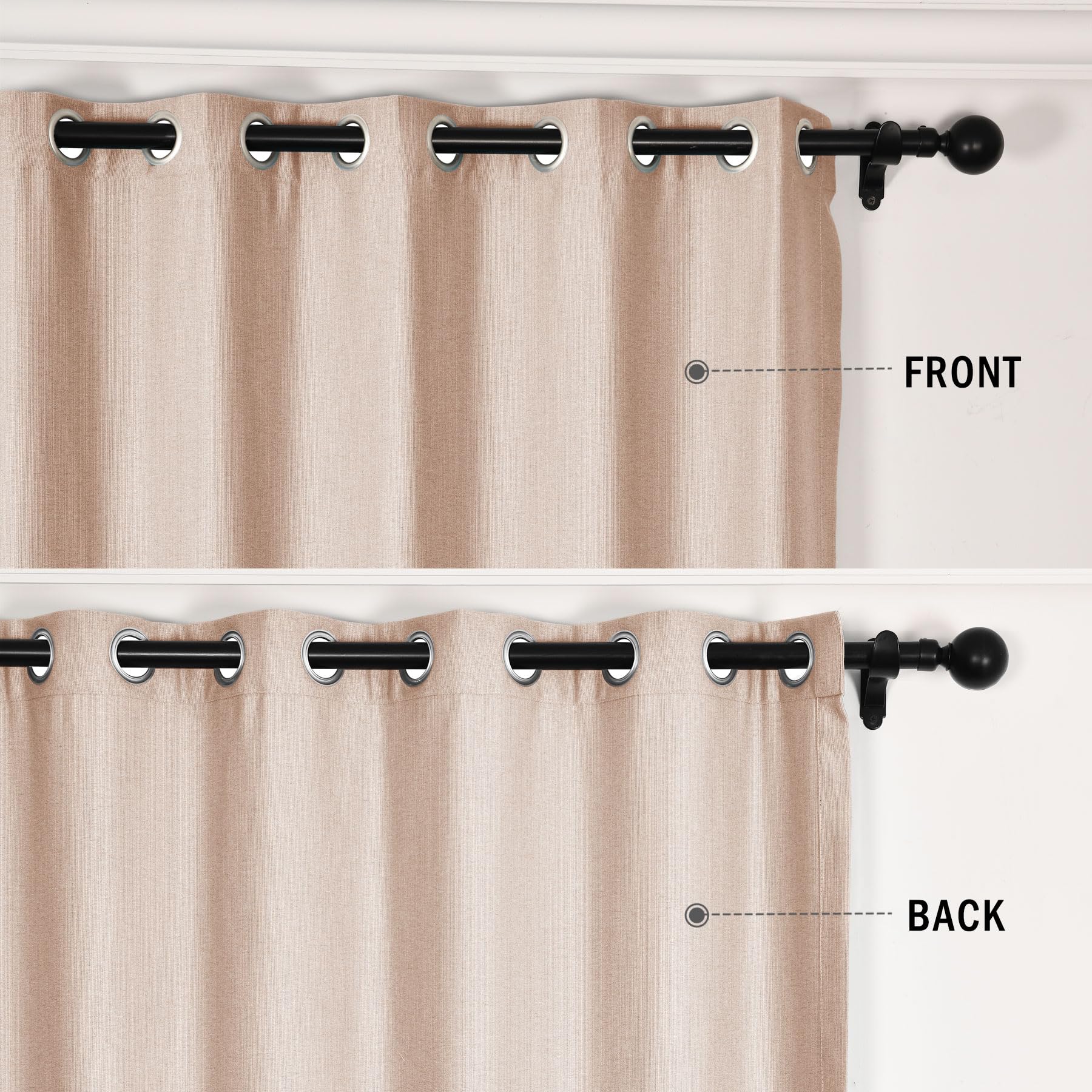 Fcoise Elegant Cotton Grommet Blackout Curtain Panels Stripe Pattern Drapes with Adjustable Tieback, Bedroom Curtains for Nursery Boys Girls Kids Children, 1 Panel, 84