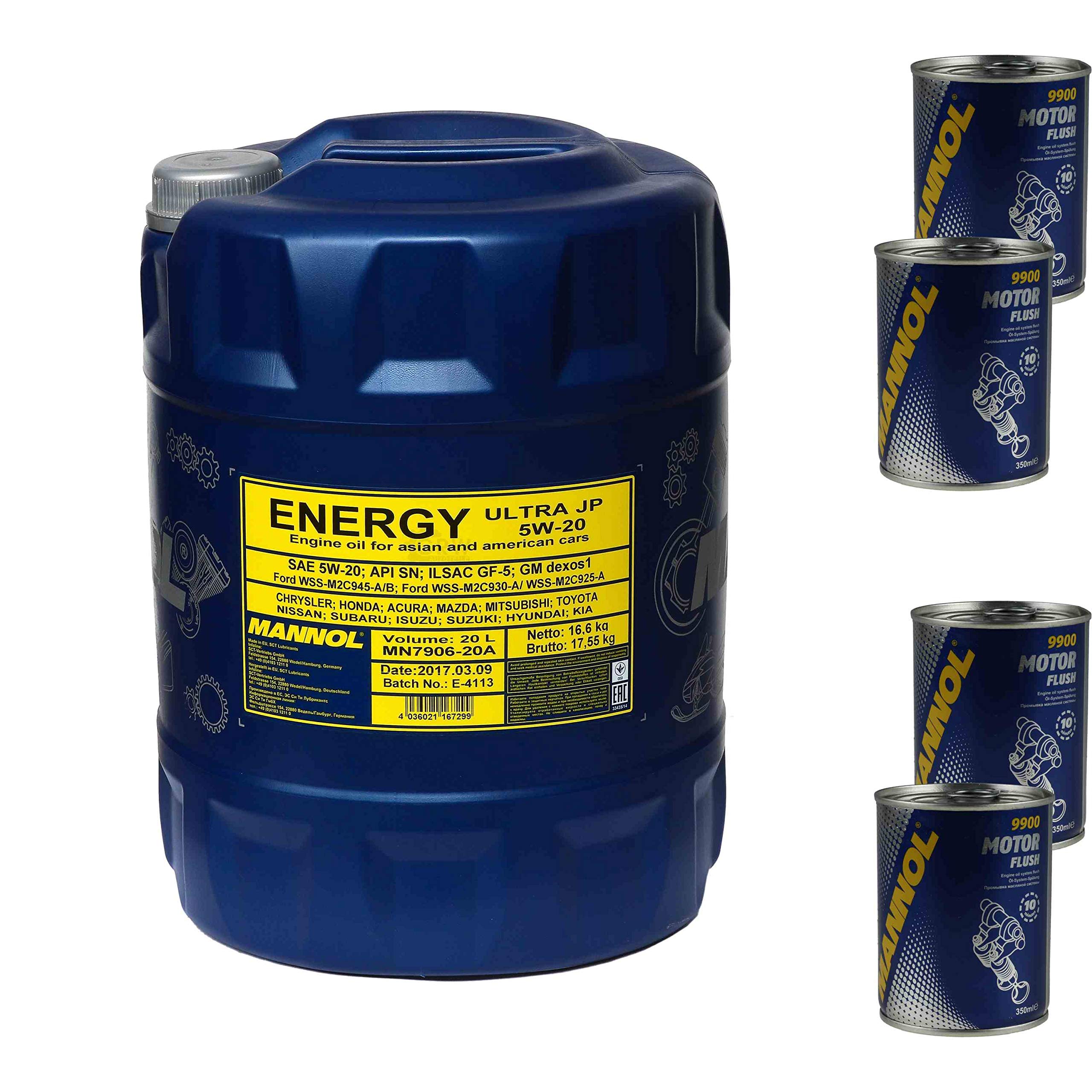 Mannol Energy Ultra JP 5W-20 - Aceite para motor (20 L, 4 unidades, aditivo)