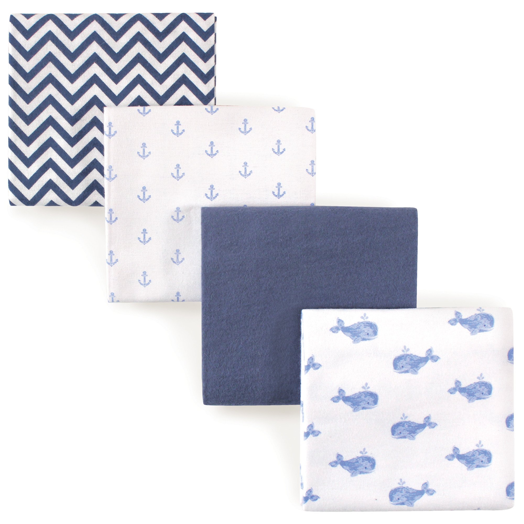 Hudson Baby Unisex Baby Cotton Flannel Receiving Blankets, Whale, One Size