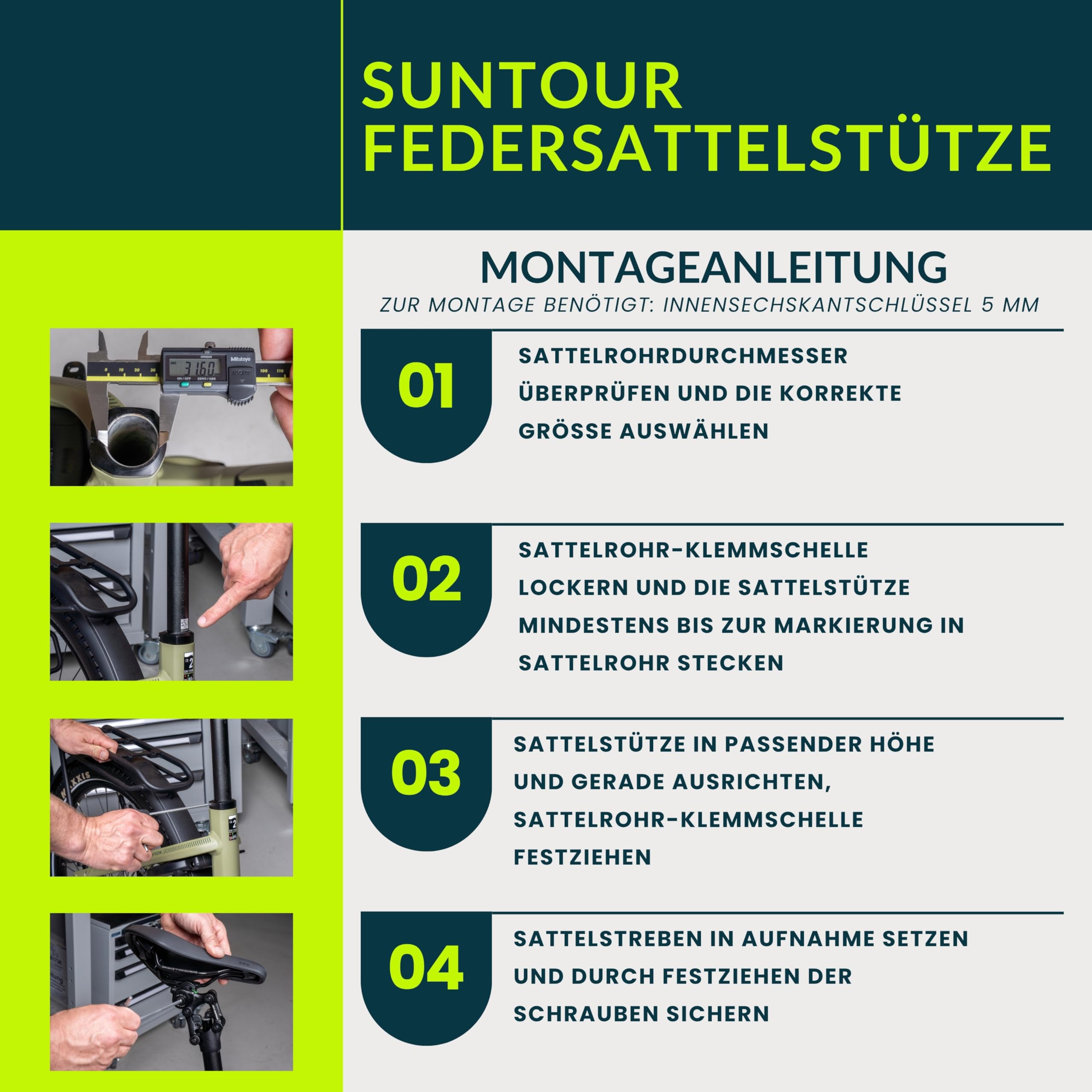 Suntour SP26-NVX Parallelogramm-Federsattelstütze, gefederte Aluminium Sattelstütze, schwarz, stoßdämpfend, perfekt für Trekking, City (Ø 31,6 mm x 400 mm, Hard Spring (90-120 kg Fahrergewicht))