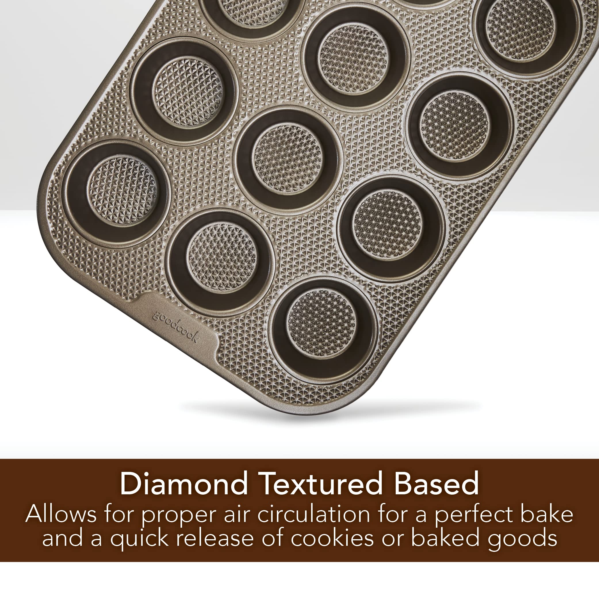 GoodCook Sweet Creations 6-Piece Textured Nonstick Steel Bakeware Set, Champagne Pewter