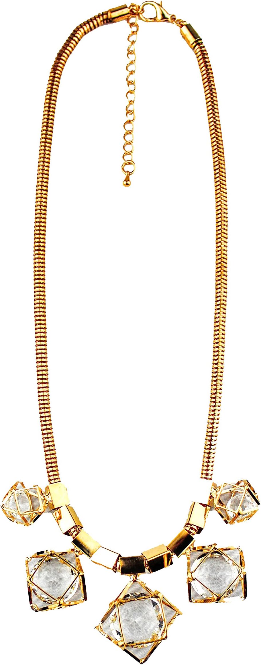 Pletora Crystal Dodecahedron Golden Necklace