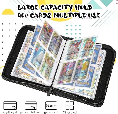 Miniatura 5 de Carpeta de tarjetas coleccionables con mangas, 400 bolsillos con 50 fundas extraíbles, álbum de coleccionista de tarjetas con funda de transporte