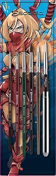 Escoda | Illustration and Comics Set with 6 Brushes | Size 0,2,4,6,6,8 | Synthetic | Kolinsky Synthetic + Tame + White Toray + Gold Toray + Tendo | Round Pointed + Bright + Round Pointed Short Length