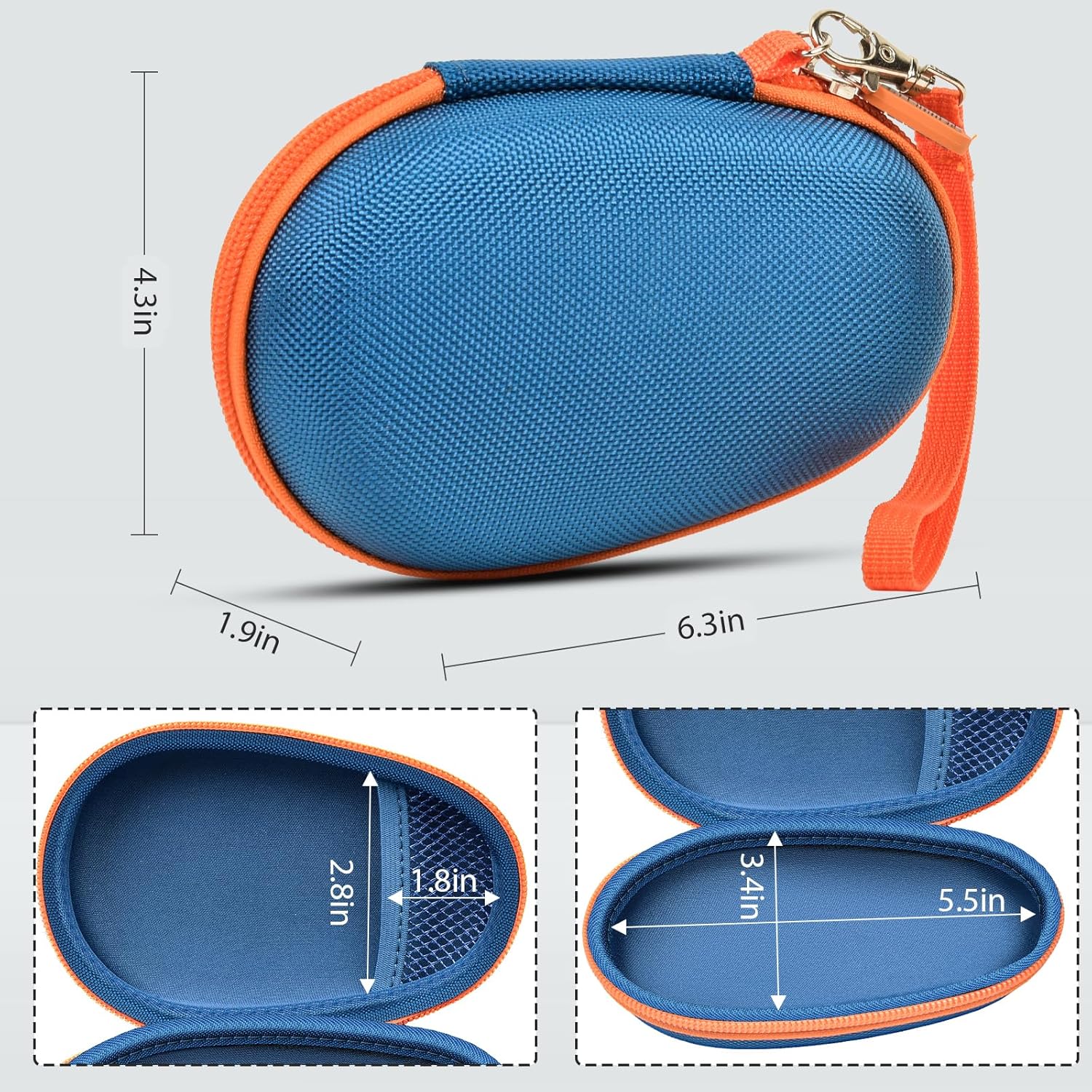 Protective Case Cover Bag for JBL Clip 5/4 Bluetooth Speaker, Portable Speakers Carrying Storage Organizer with Carabiner for Charger & Cable (Blue) - Image 4