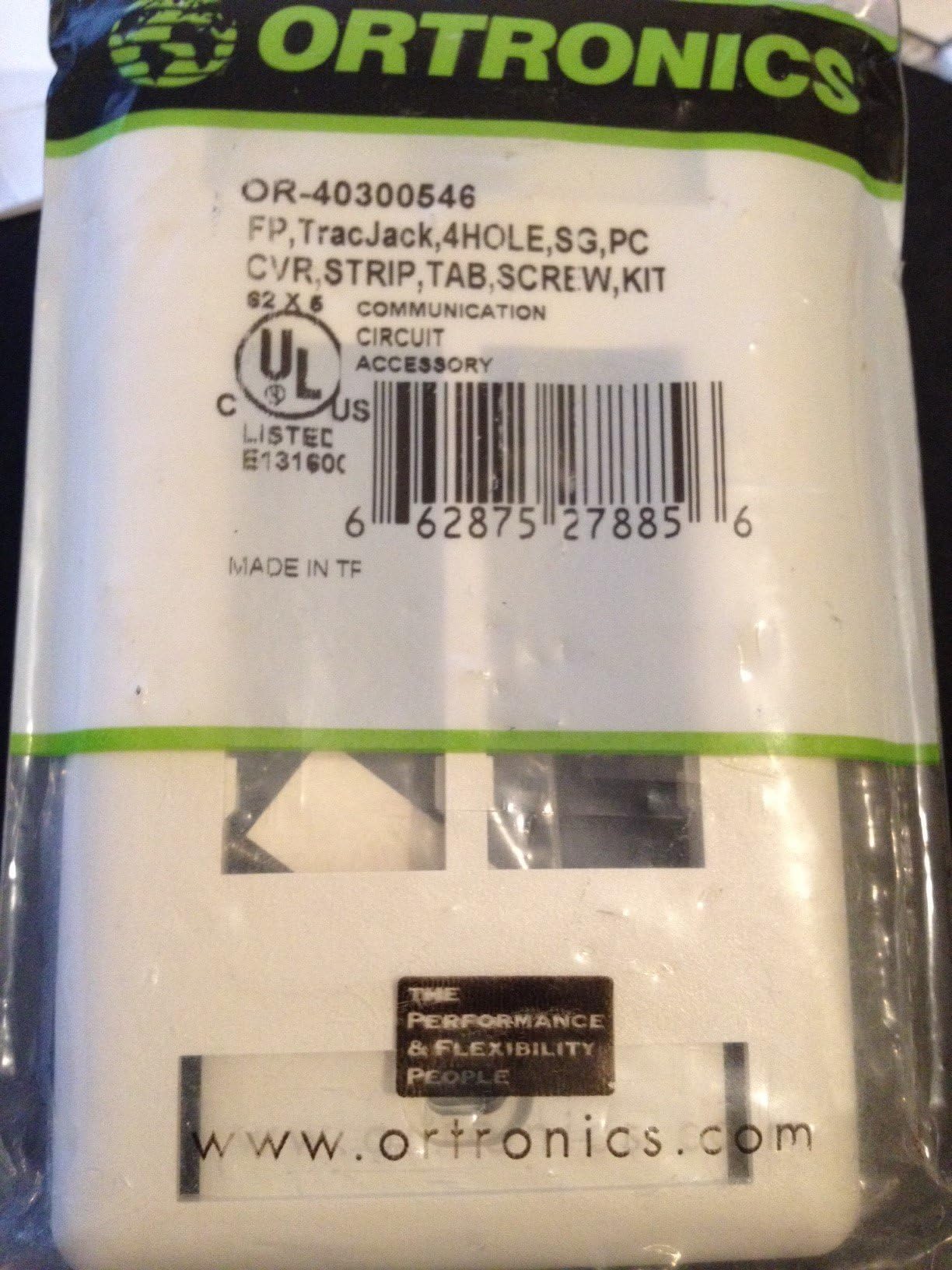 Ortronics 4-Port TracJack Faceplate, Fog White OR-40300546