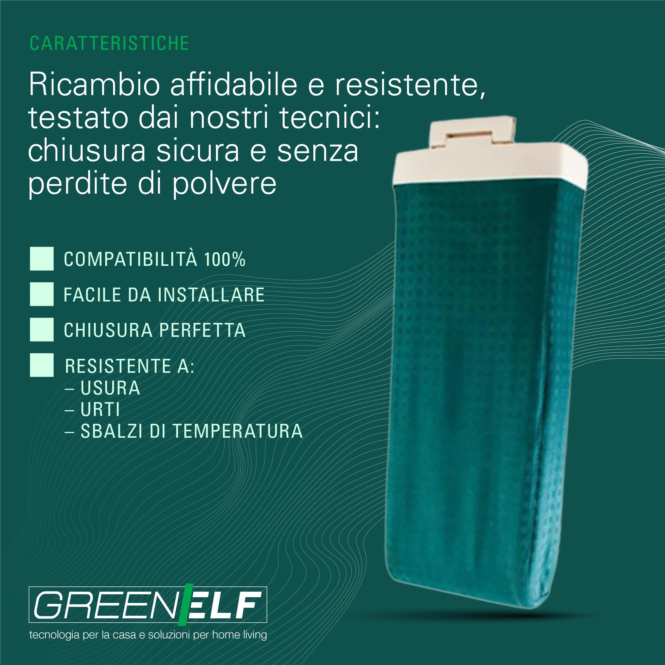 Ricambio Unità Filtro per Folletto VK 120, Sacco Folletto VK120 in Tessuto per Vecchio Modello | 100% Compatibile, Completo con Ghiera, Resistente e Facile da Montare