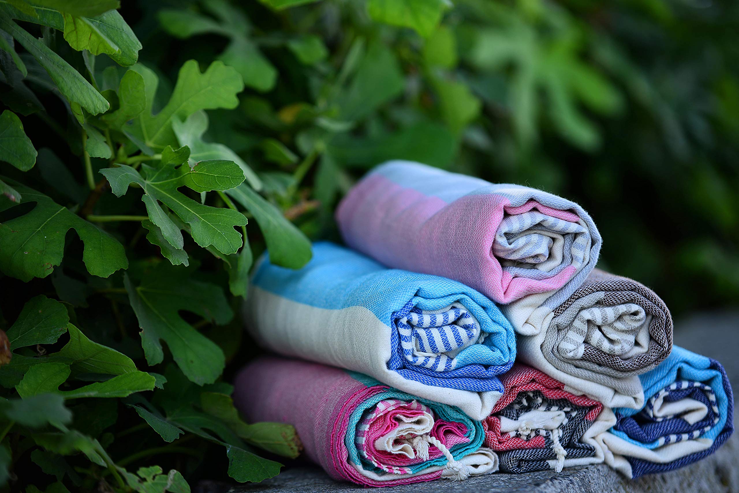 Turkish Beach Towel Peshtemal Blanket - %100 Cotton Pestemal Towel for Bath, Gym, Pool, Spa and Sauna, Set of 6 by Ali