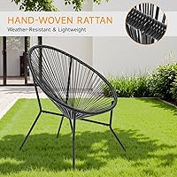 Vista 5 de ONBRILL Juego de 3 piezas para patio, sillas Acapulco para exteriores con mesa auxiliar, muebles de ratán PE para todo tipo de clima, para balcón