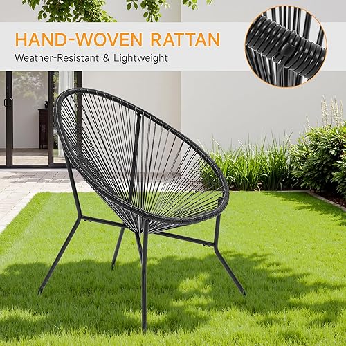 Miniatura 5 de ONBRILL Juego de 3 piezas para patio, sillas Acapulco para exteriores con mesa auxiliar, muebles de ratán PE para todo tipo de clima, para balcón,