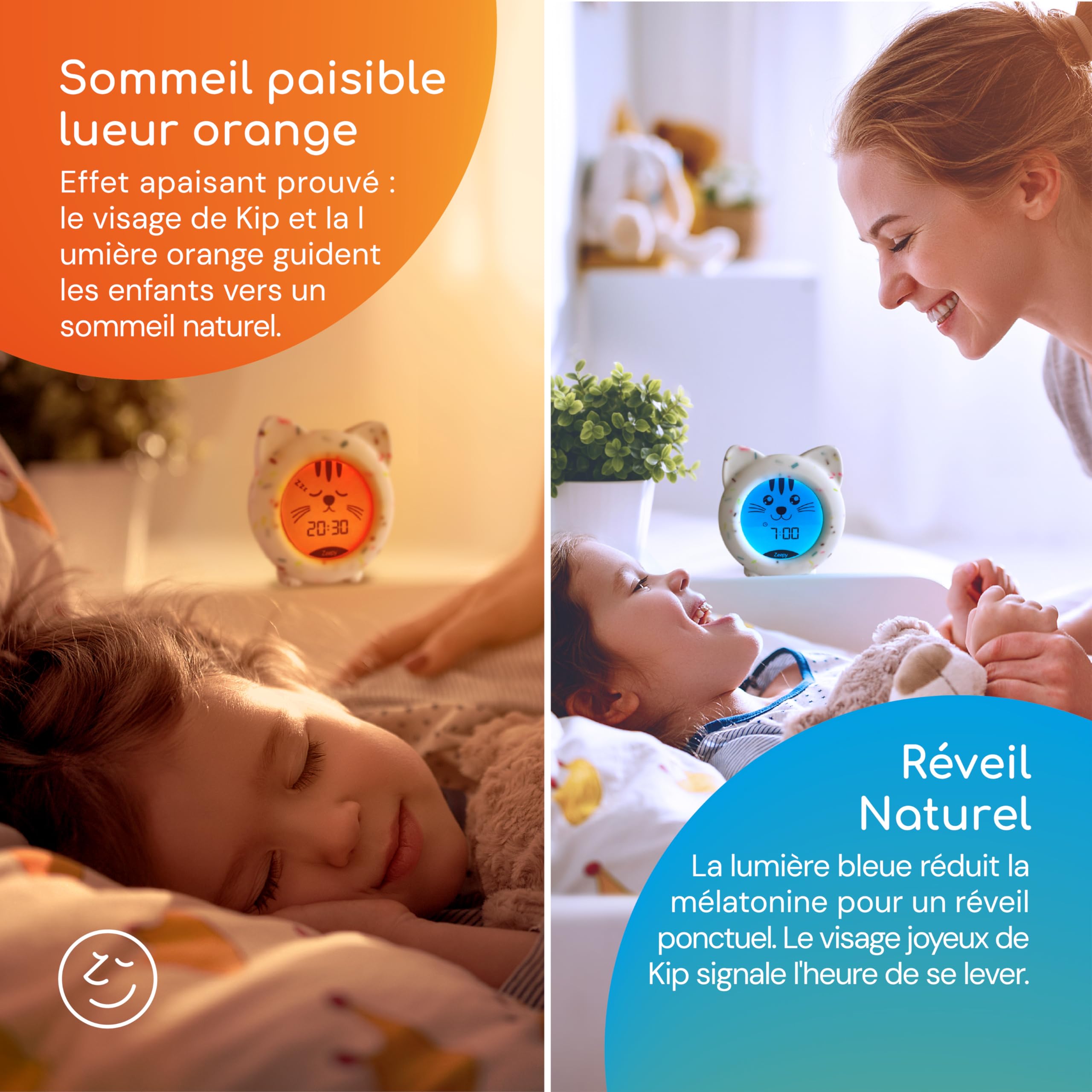 Zeepy Horloge Enfant 4 Phases Apprentissage Sommeil Reveil Educatif Jour/Nuit Veilleuse Bébé USB Cadeau Naissance